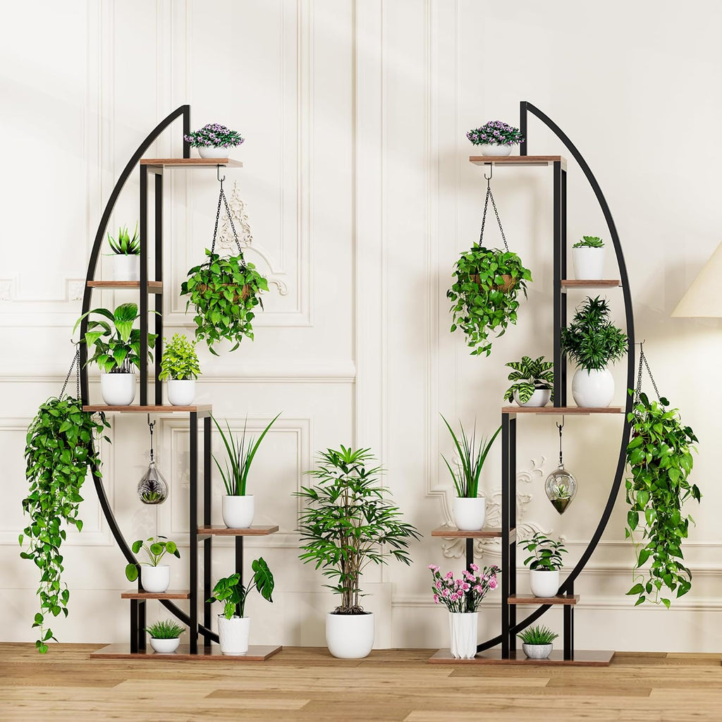Plant Stand Indoor With Grow Lights, Plant Stand Indoor Tall, Metal Plant Stands Indoor Clearance, Tree Shaped Plant Rack Indoor (BlackMoon)