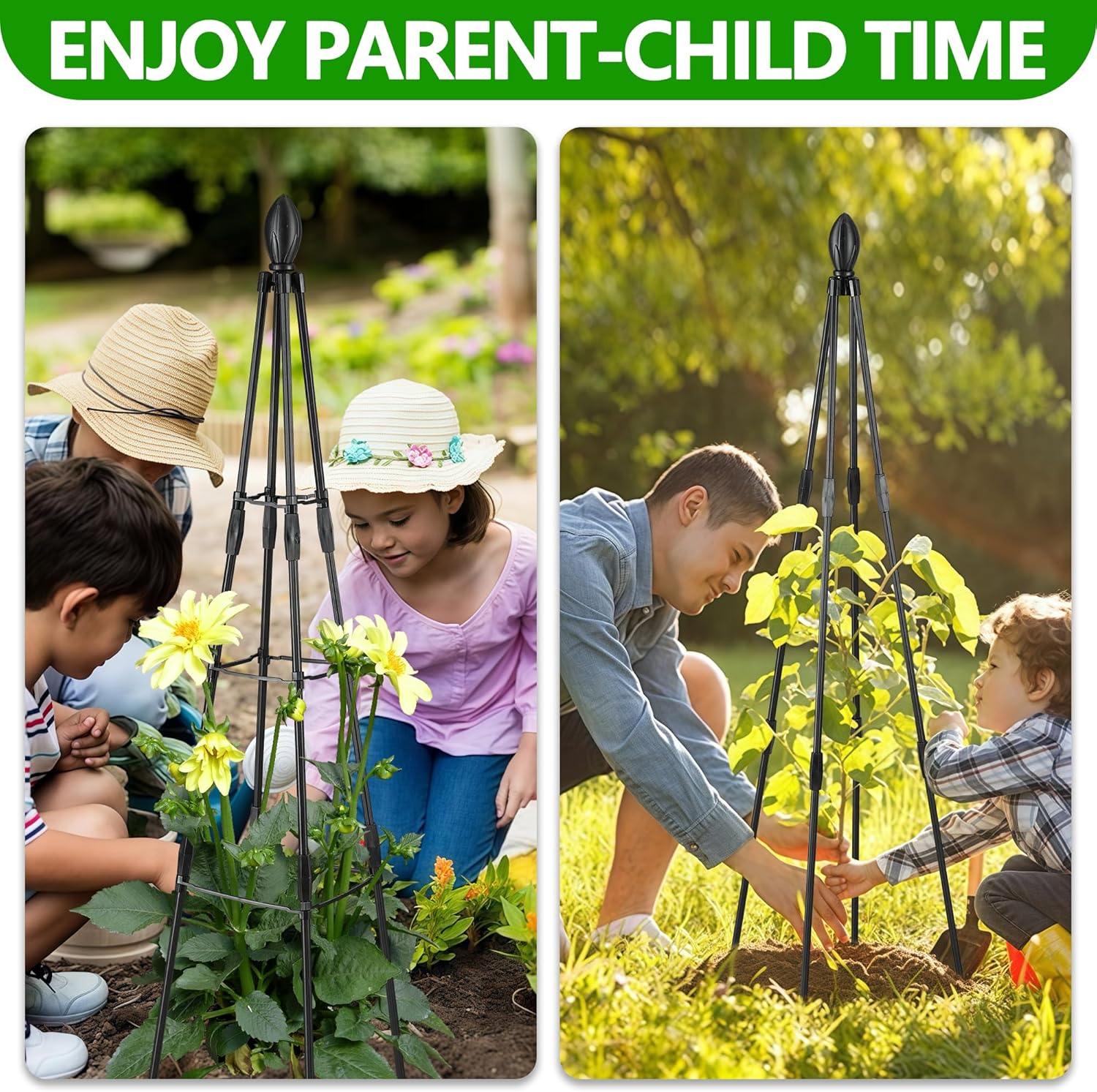 2 Pack Garden Trellis for Climbing Plants, Garden Trellis Rustproof Plastic Coated Metal Plant Support for Vegetables, Vines and Rose Bushes