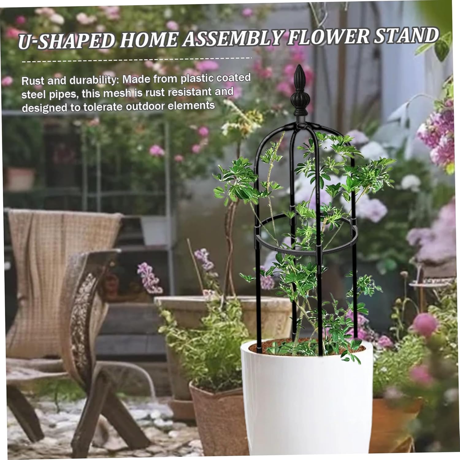 Garden Obelisk Trellis 3ft Tall Round Rustproof Garden Trellis DIY Plant Climbing Easy to Assemble Plant for Pots Indoor Climbing Plants Obelisk