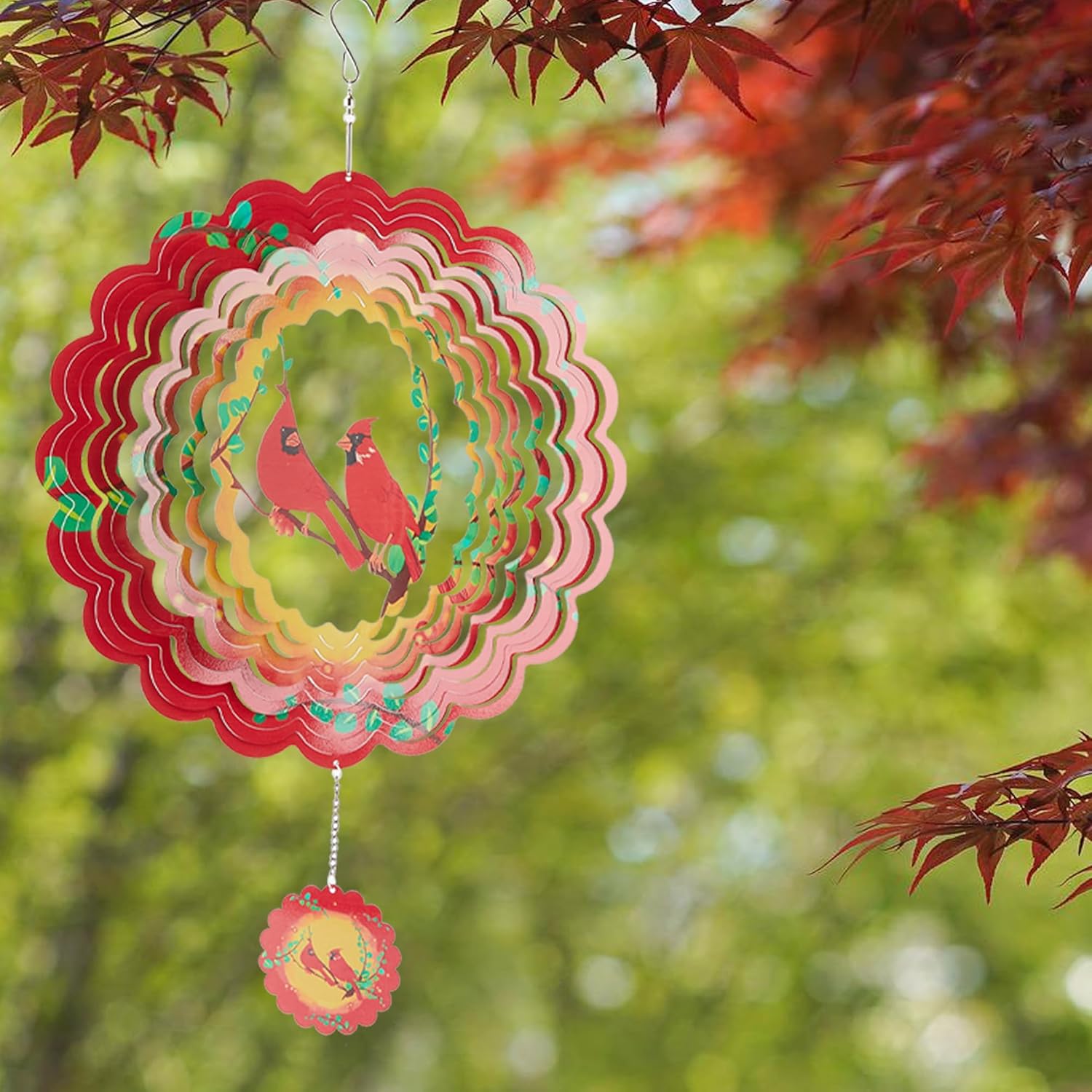 Cardinal Wind Spinners Metal Outdoor Sculpture for Outside Decoration,12 inch 3D Stainless Steel Cardinal Gifts for Women Mom Outdoor Indoor Yard Art Garden Decorations