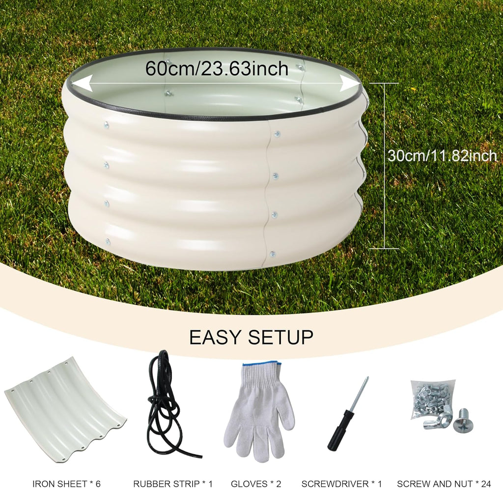 Galvanized Raised Garden Bed Kit Outdoor Metal Garden Planter Box for Backyard Gardening, Planting Vegetables, and Patio (Dia23.6"x11.8")