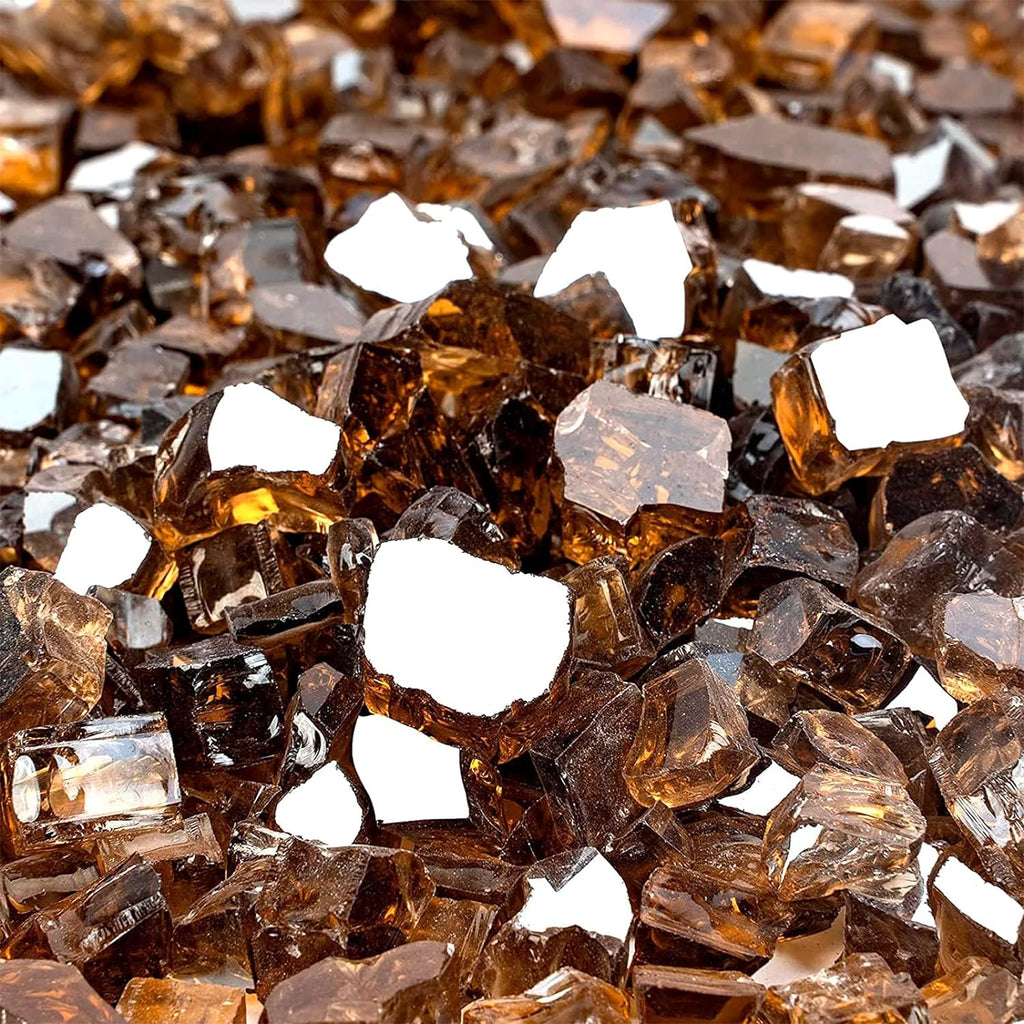Mr. Fireglass 10 Pounds Fire Glass - 1/4 Inch High Luster Reflective Tempered Glass Rocks for Fireplace Fire Pit Table and Landscaping, Copper