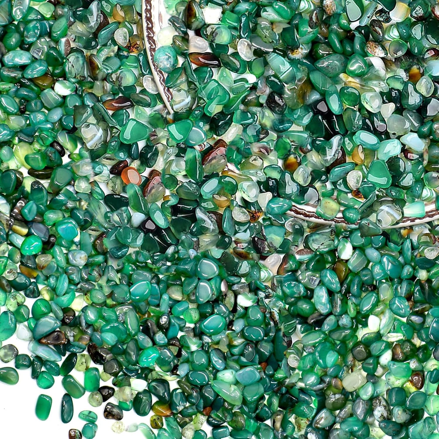 Halatool 4LB Green Aquarium Gravel for Fish Tank 0.35"- 0.6" Natural Landscaping Pebbles for Decorations Small Succulent Rocks for Indoor Outdoor Plants DIY Crafts & Vase Filler