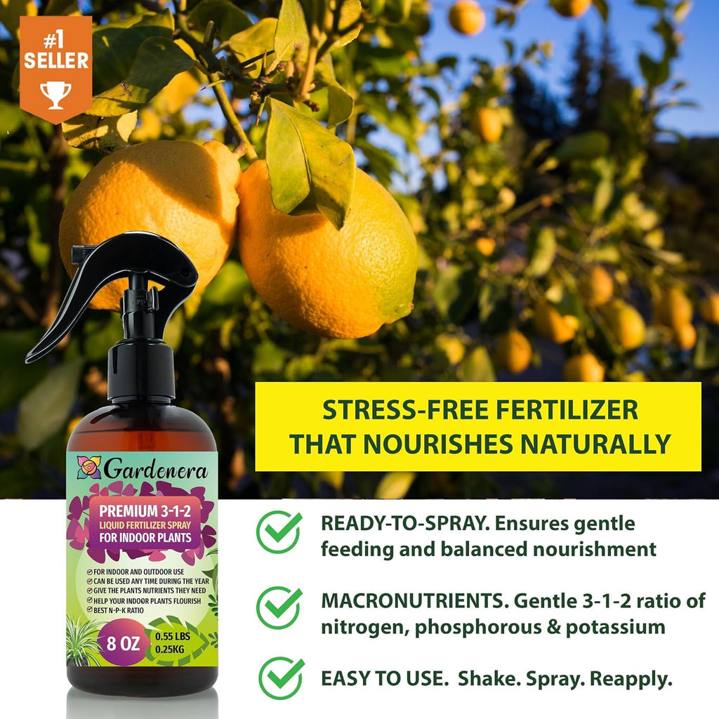Proffesional Citrus Tree Spray Fertilizer Mist for Home Gardening | 3-1-2 Gentle Blend Mist for Healthy Leaves & Growth | Essential Nutrients for Citrus Tree - 8oz