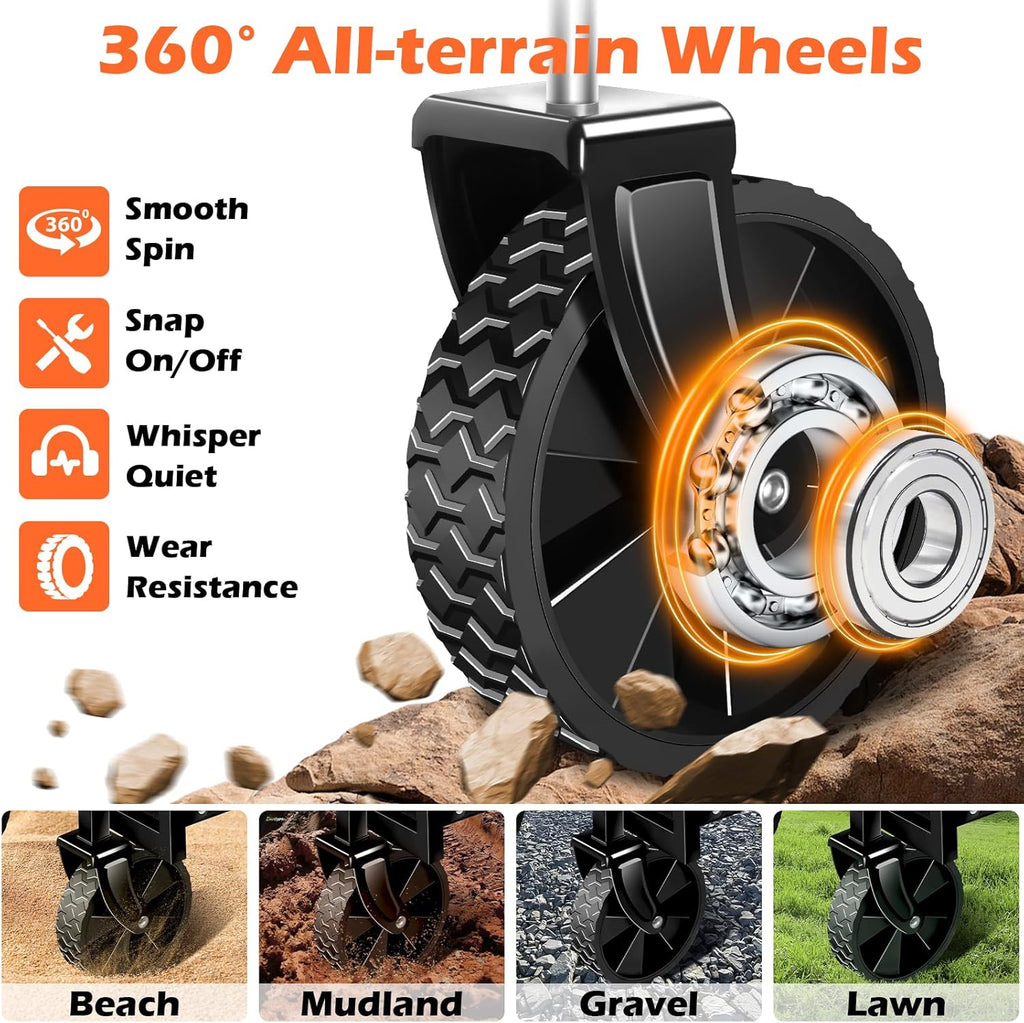 Wagons Carts Foldable, Collapsible Wagon, Foldable Wagon Cart with Wheels, Folding Wagons for Beach Camp Sports Garden, 2 Cup Holders/Lightweight Portable/Black/360 LBS