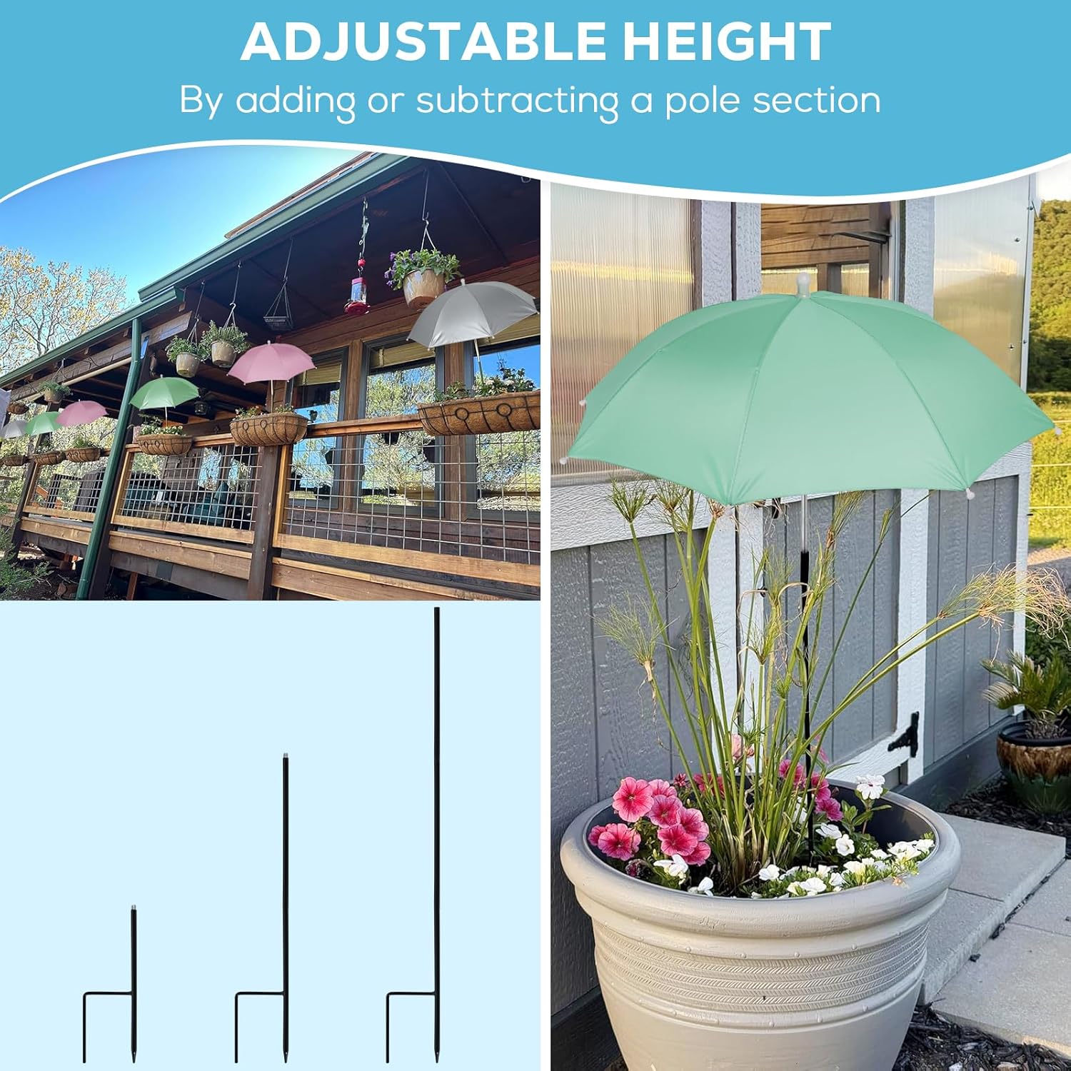 Plant Umbrellas Shades for Outdoor Plants, 3 Pcs Plant Shade Umbrella UV Resistant Sun Protection Cloth with Windproof Base Prevents Sunburn Damage for Potted Plants, Garden Beds, Patio Flowers, Fruit