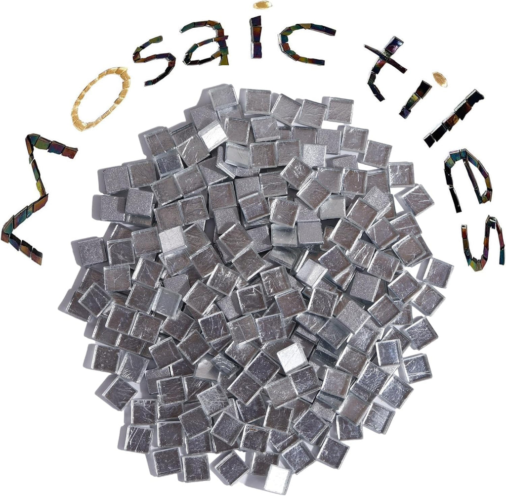 SMEIINIK 1.1lb Bulk Single Iridescent Color Mosaic Tiles for Crafts, Glass Pieces for Puzzles, Stained Glass Tiles for DIY, Making Supplies (MJ01-40)