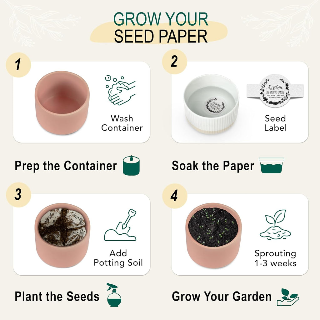 The Growing Candle, Sandalwood & Vanilla Scented, 8oz Ceramic Pot, Aromatherapy Candles for Home, 100% Soy, Adelyn