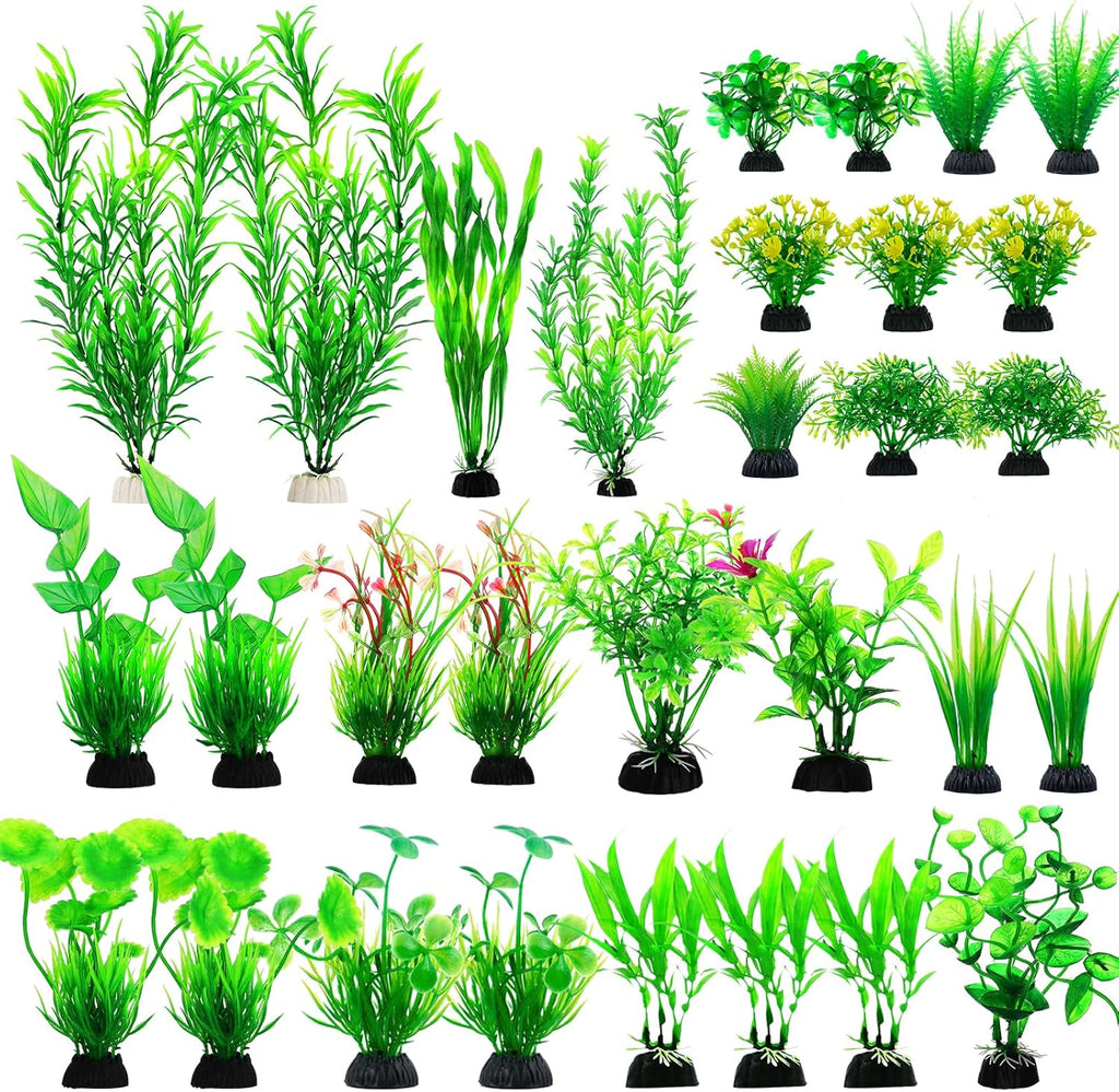 CousDUoBe 30pcs Fish Tank Accessories Aquarium Decorations Green Plants, Fish Tank Decor, Aquarium Decor Plastic Plants
