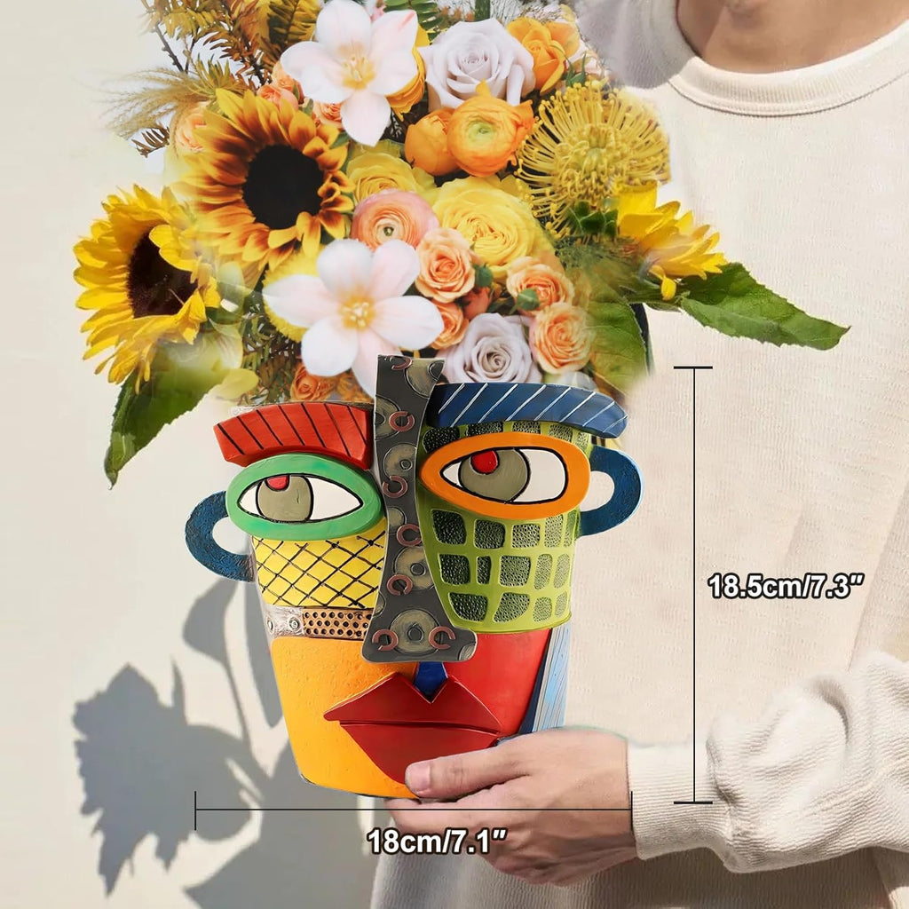 Brutalist Abstract Face Planters Pots Head, Unique Abstract Flower Pot, Funny Planters Decoration Flower Resin Face Flower Pot for Indoor and Outdoor Plants Colorful Funny Room Decor (Modern)