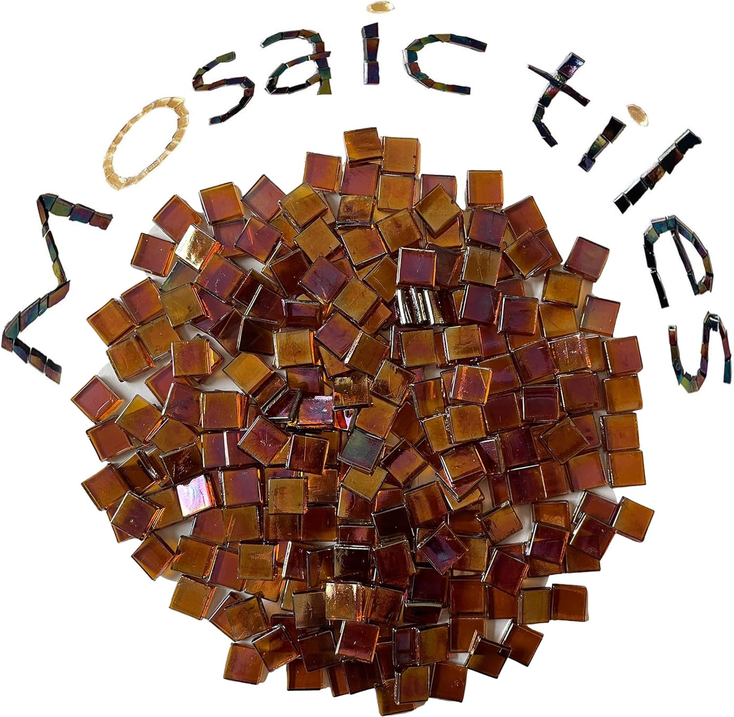 SMEIINIK 1.1lb Bulk Single Iridescent Color Mosaic Tiles for Crafts, Glass Mosaic Pieces for Mosaic Puzzles, Stained Glass Tiles for Mosaic DIY, Mosaic Making Supplies(WJ37-5)