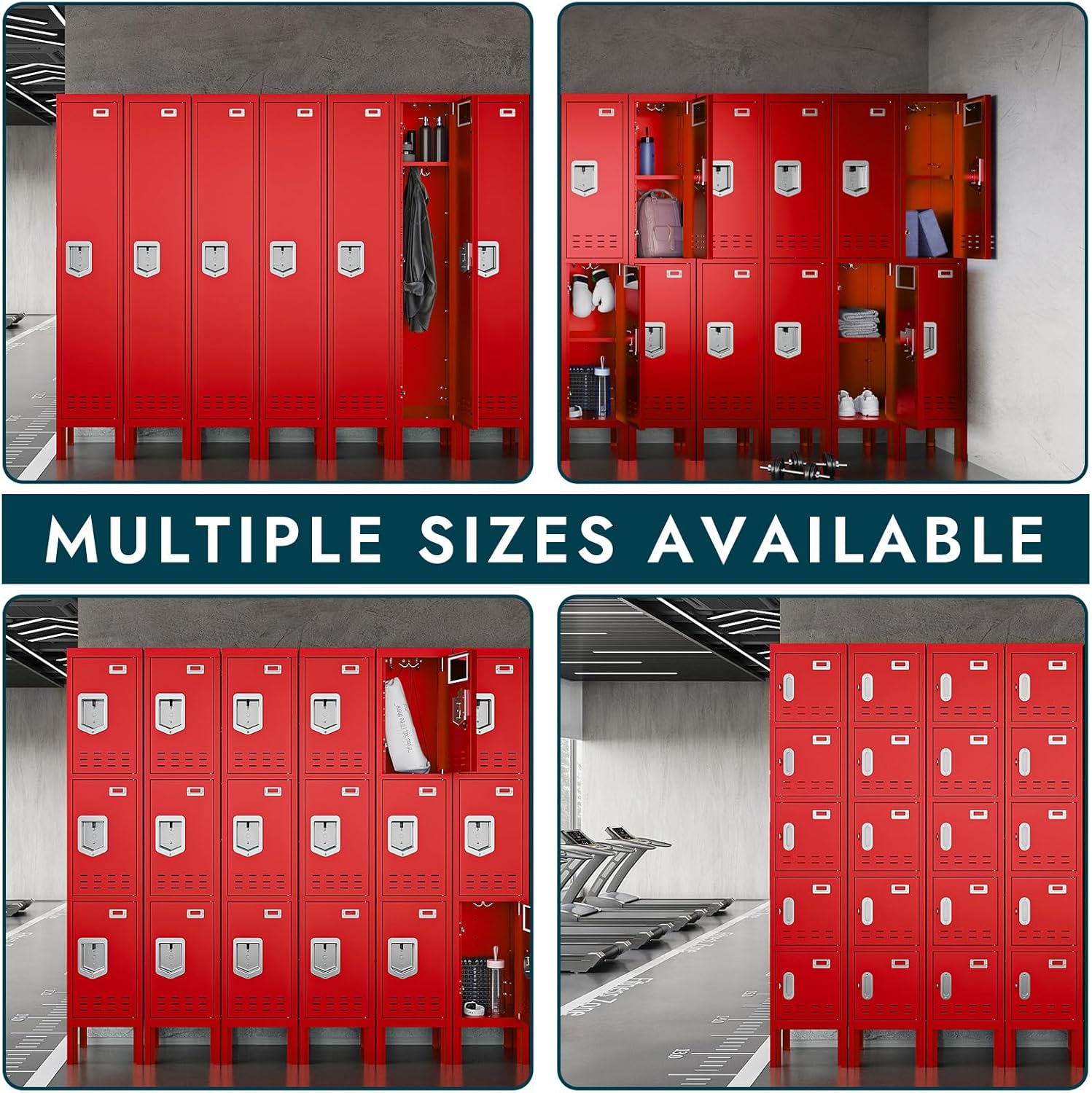 Metal Lockers - 66" Height Steel Lockers for Employees with 5 Door Storage Locker with Card Slot for Employees Gym School Home Office Garage - Assembly Required