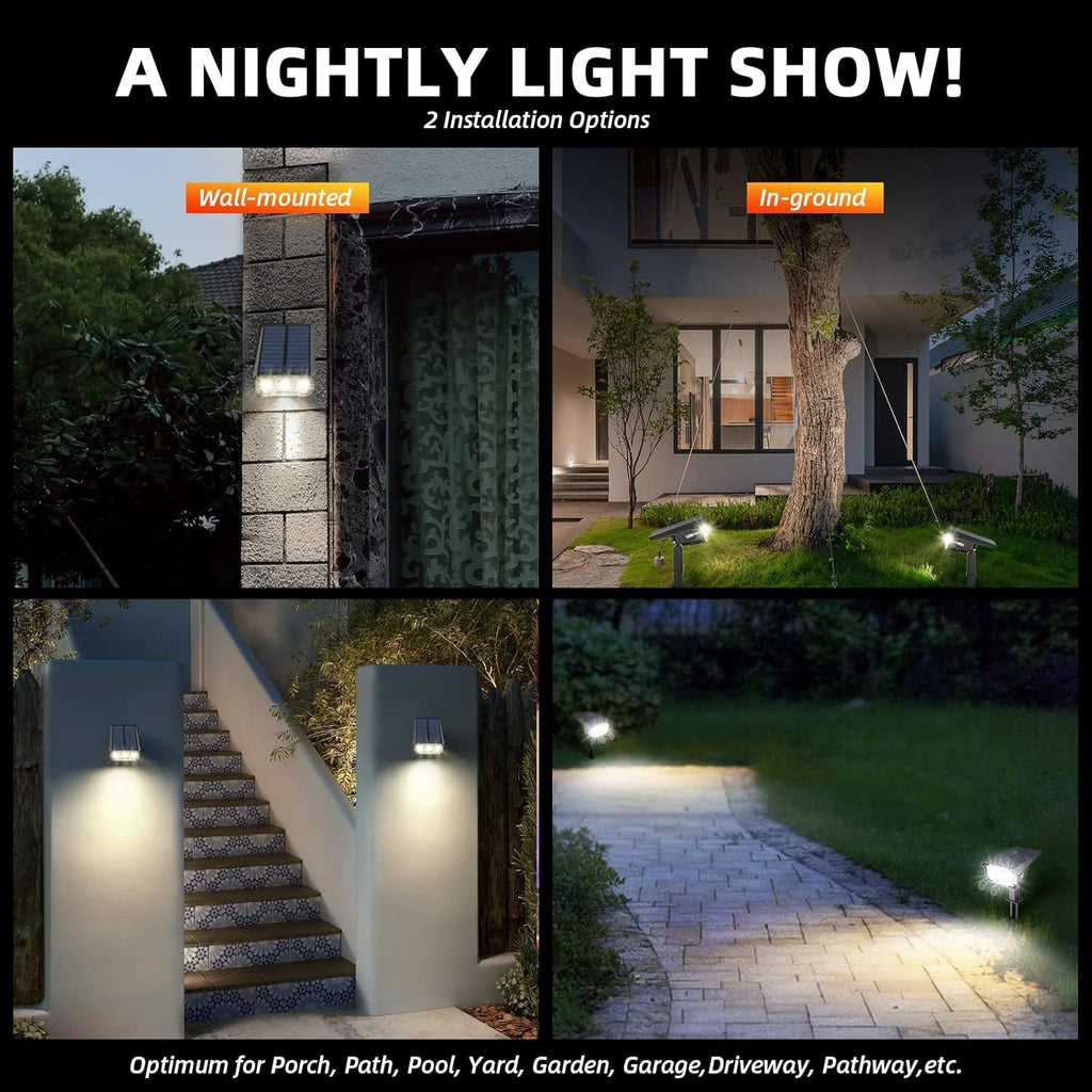 Solar Spot Lights Outdoor,40 LEDs Solar Outdoor Waterproof Landscape Lights with 3 Light Modes, Solar Powered Garden Yard Wall Lights Auto On,Off for Patio 8 Pack