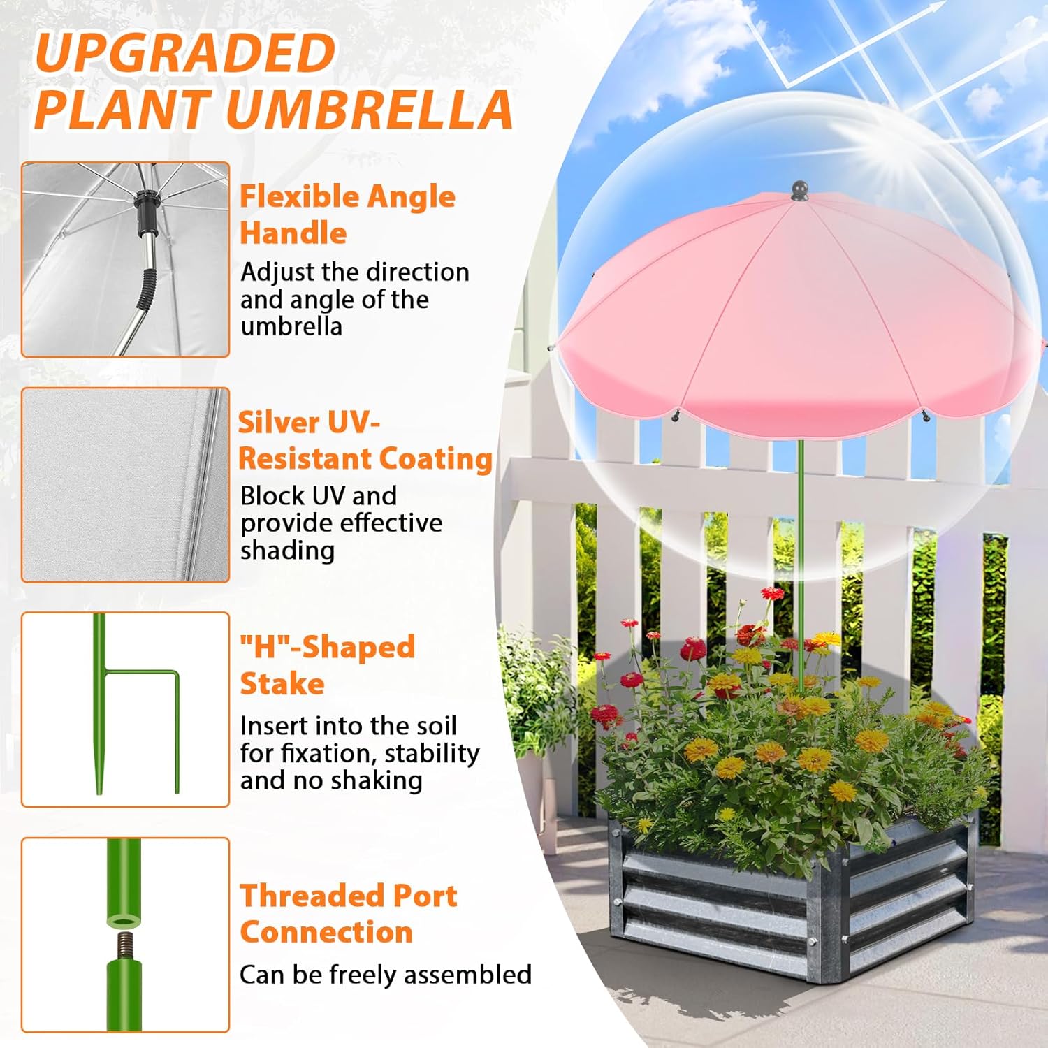 MJZ 4 Pack Plant Umbrellas for Outdoor Plants, 26" Garden Umbrella for Plants with Adjustable Angle, Plant Umbrella Provide Shade for Outdoor Plants Flower Pot Planting Beds