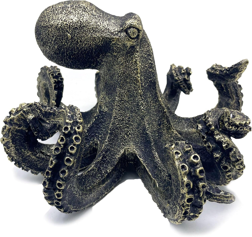 10 Inch Octopus Vintage Statue Sculpture Frgurine Gift for Home Office Living Room Desktop Display Decor Decorative (Gold)