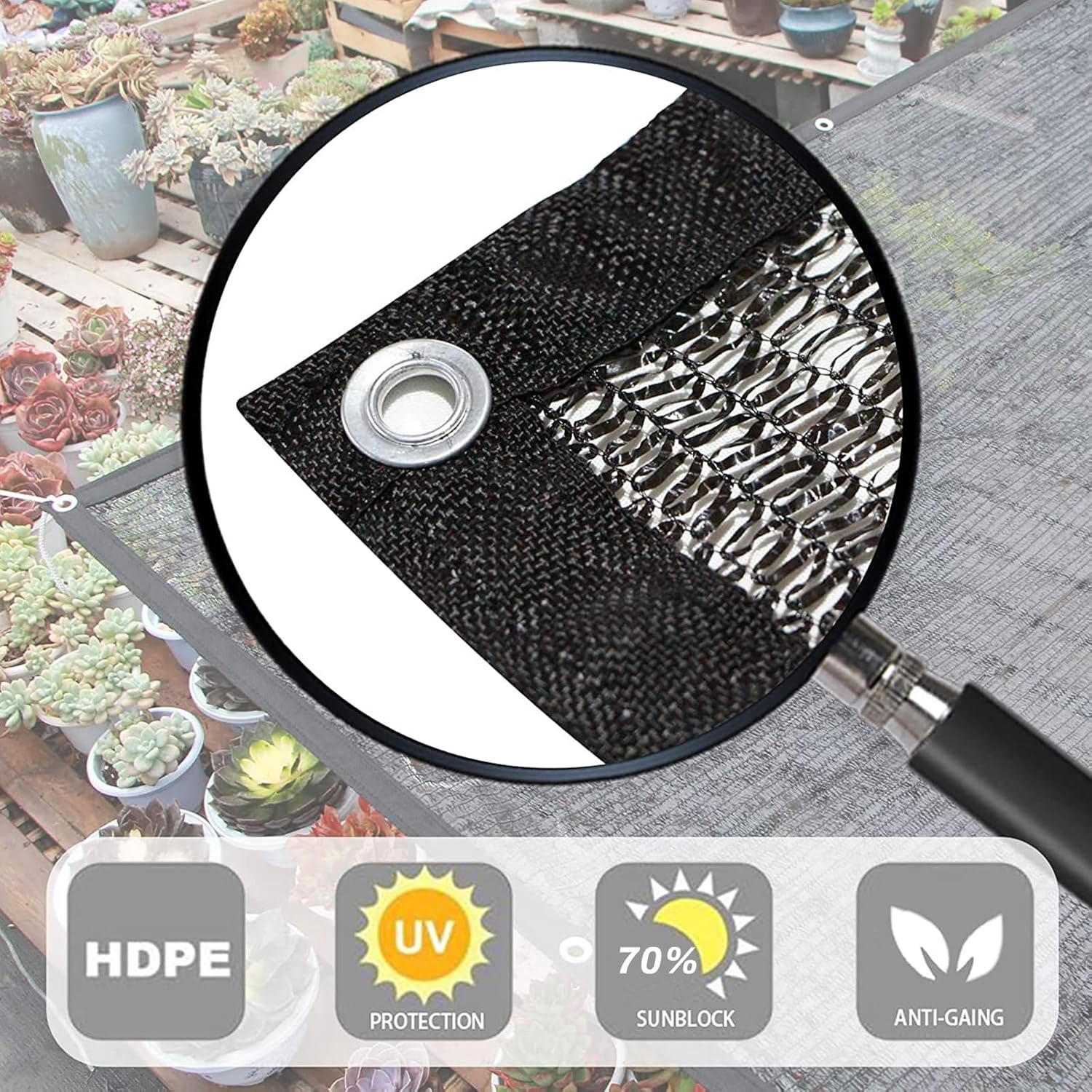 LOVE STORY 8x10FT 70% Black Shade Cloth Sun Shade Net with Grommets Sunblock Net Mesh Tarp for Garden,Plants Cover,Greenhouse and Patio