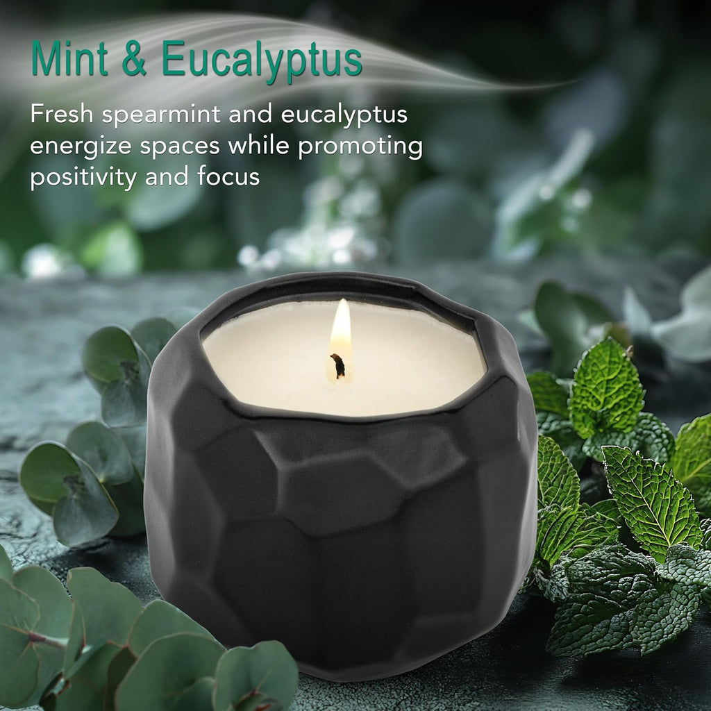 The Growing Candle, Mint & Eucalyptus Scented, 13oz Ceramic Pot, Aromatherapy Candles, 100% Soy, Emma