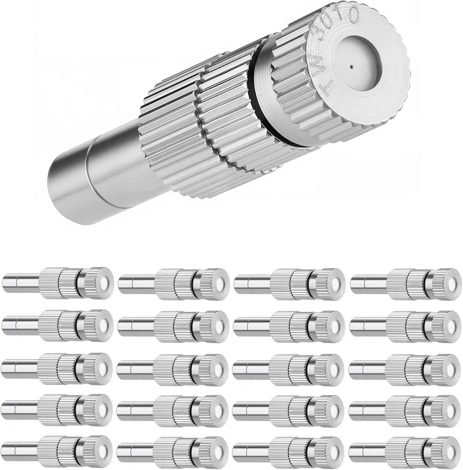 Mornajina 20 Pcs Brass Misting Nozzles Mister Replacement Nozzles with Filter Mesh Fit 1/4" Water Misting Nozzle Tees, 0.012"/0.3mm Orifice Misting System Heads Sprayer for Outdoor Cooling System