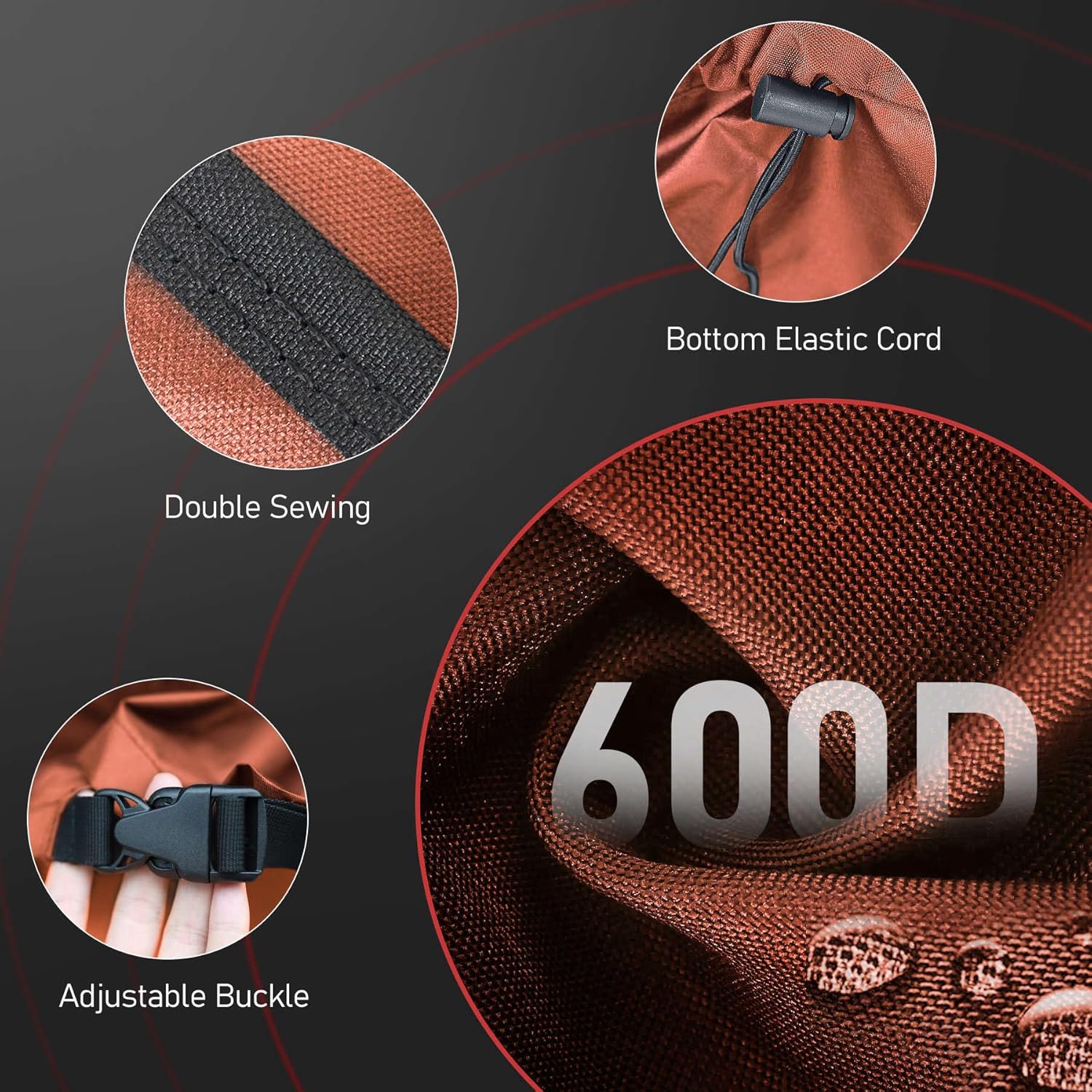 Fire Pit Cover Square 44 Inch - Outdoor Firepit Cover Heavy Duty & Waterproof, 600D Patio Fire Table Covers Gas Fire Pit Accessories Fade & Weather Resistant Brown - 44 x 44 x 24 Inch