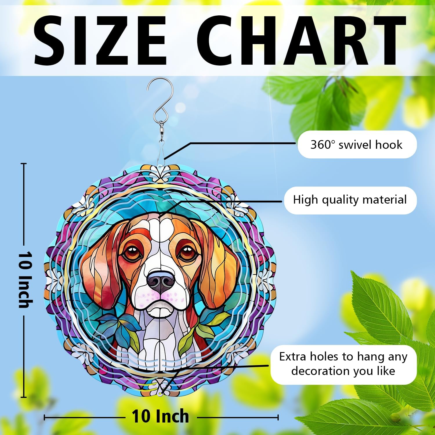Beagle Yard and Garden Wind Spinner, Unique 3D Hanging Beagle Wind Spinner