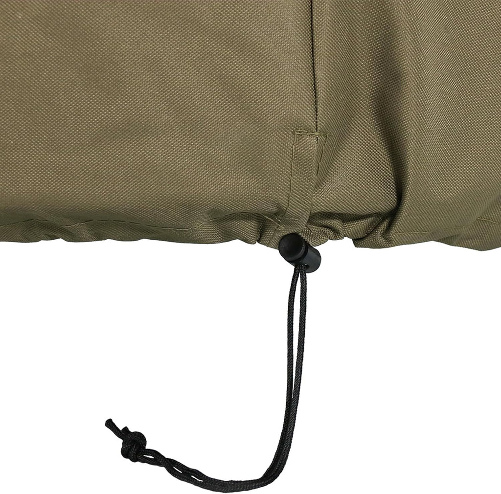Sunnydaze Round Outdoor Fire Pit Cover - Heavy-Duty 300D Polyester and PVC with Drawstring Closure - Khaki - 36-Inch
