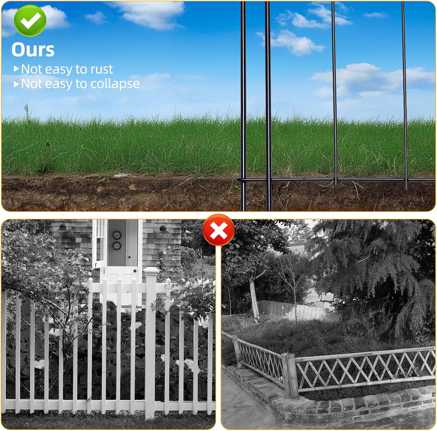 No Dig Garden Fence 16in x 20ft 20 Panels Decorative Garden Border for Fencing for Flower Beds, Dog Barrier, Patio and Yard Decoration