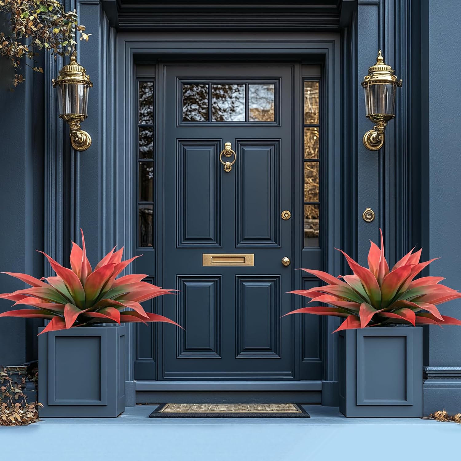 Artificial Agave Plants,Large UV Resistant Fake Agave Planters for Indoor and Outdoor Decorating Artificial Plants for Outdoors Fake Plants 2Pack, 28" Red