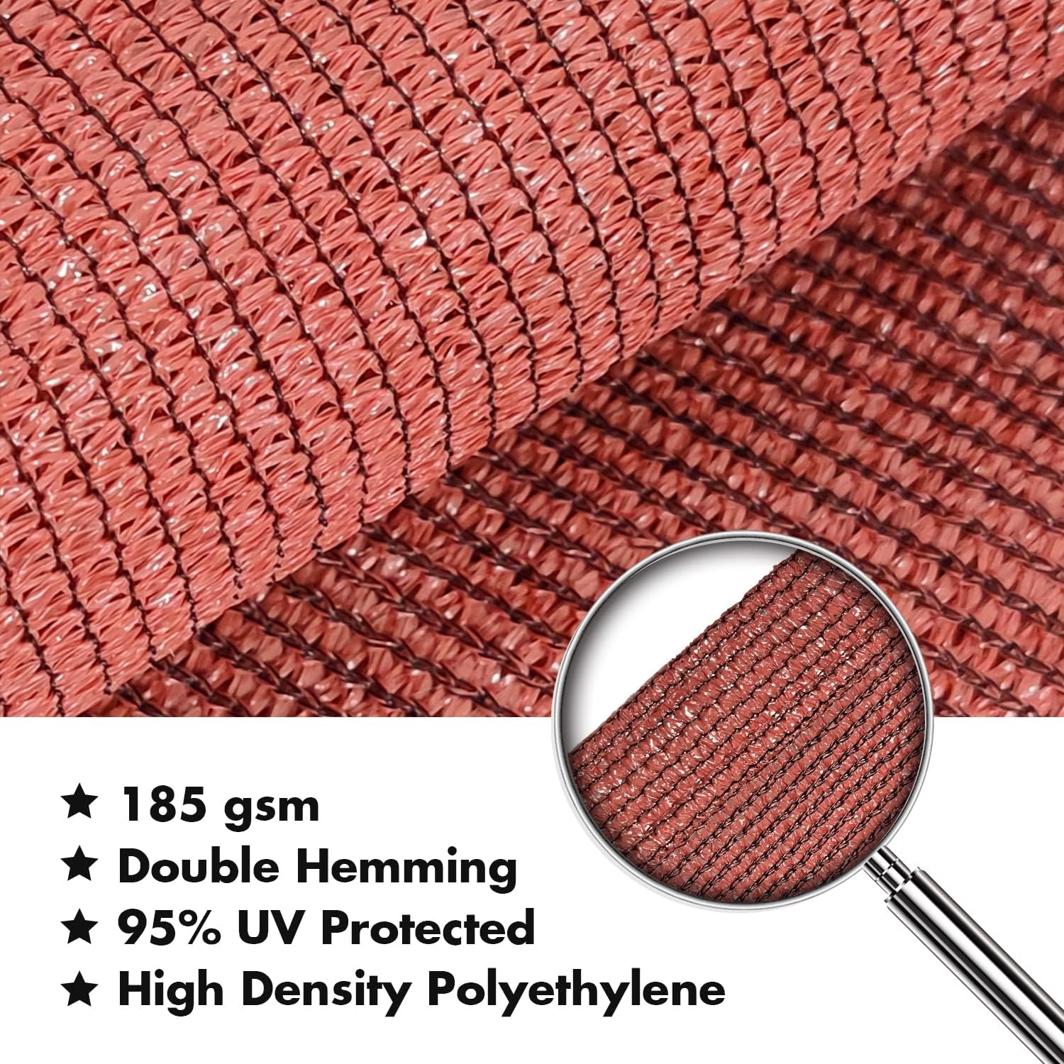 KANAGAWA 16'X16' Rust Red Custom Size Sun Shade Sail Square UV Block Canopy Cover for Patio Backyard Lawn Garden Outdoor (Customized Available)