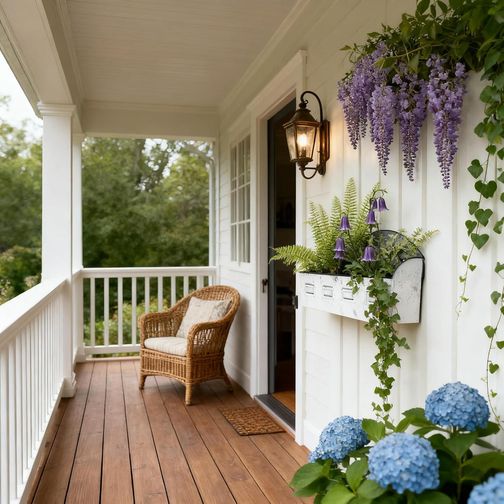 Vintage Metal Hanging Flower Pot Rustic Wall Mounted Planter with 4 Compartment Farmhouse Plants Holder Succulents Tubs for Garden Railing Fence Patio Yard Outdoor Decor