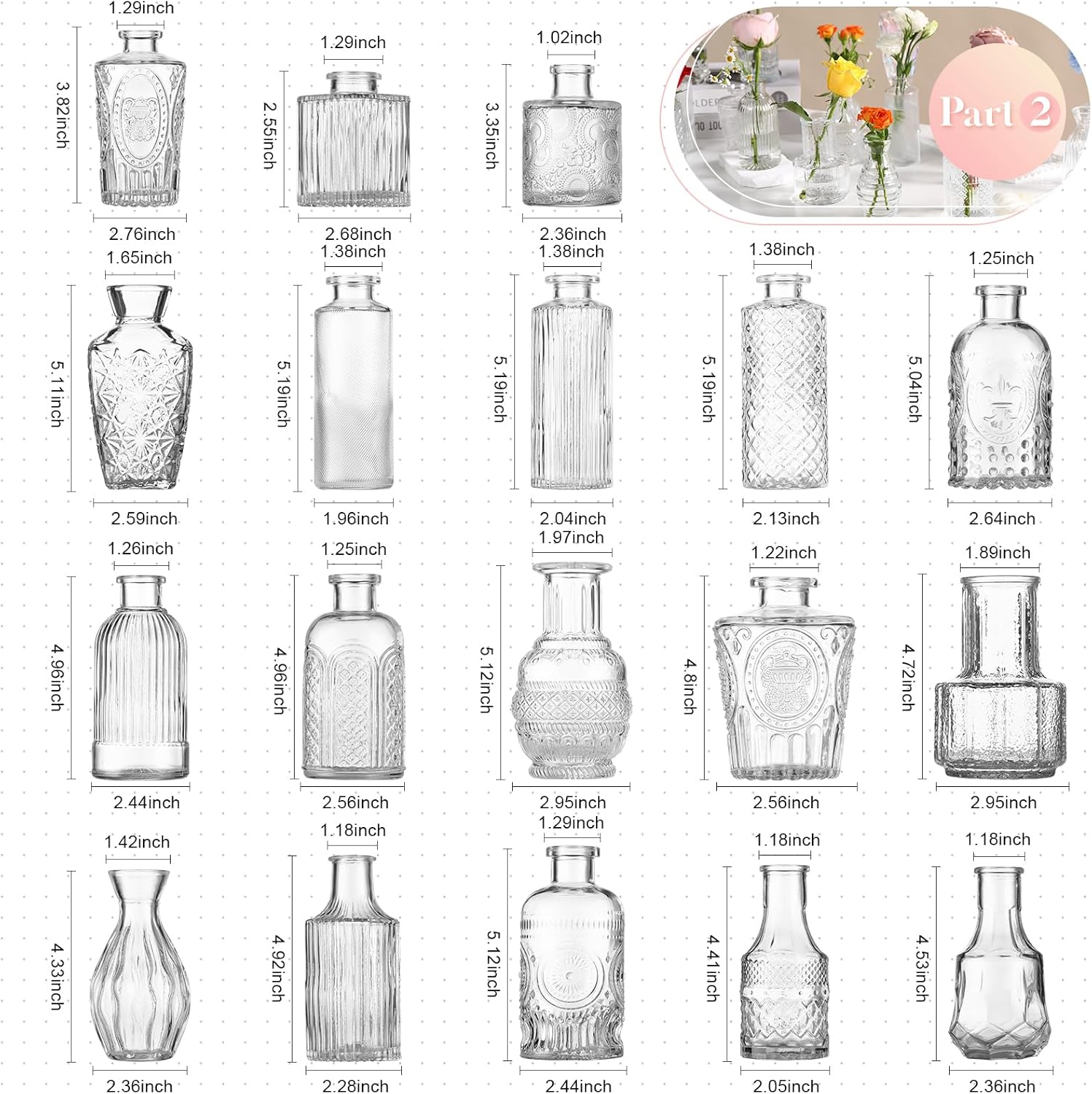Set of 33 Bud Vases for Flowers, Small Glass Vases for Flowers,Small Vintage Glass Bottles for Rustic Wedding Centerpieces and Home Table Flower Decor