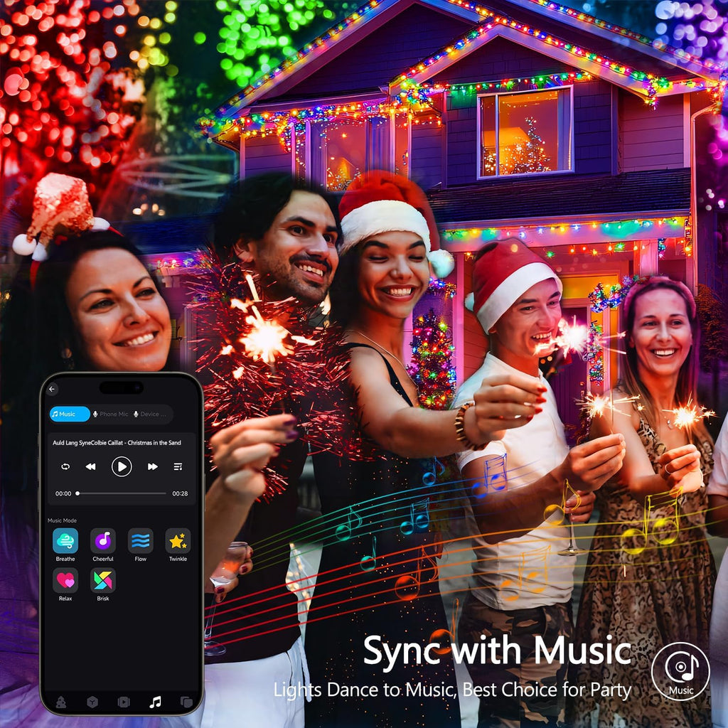 JMEXSUSS 100 LED RGB Christmas Tree Lights Indoor, 33ft Smart Color Changing Christmas Lights Outdoor with Remote & APP, Clear Wire Christmas Lights Plug in for Bedroom Tree Room Party Birthday