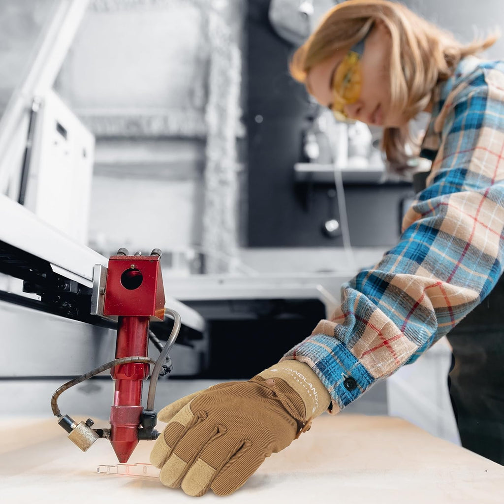 HLDD HANDLANDY Work Gloves for Women and Ladies, Leather Gardening Gloves Flexible Mechanic Working Gloves