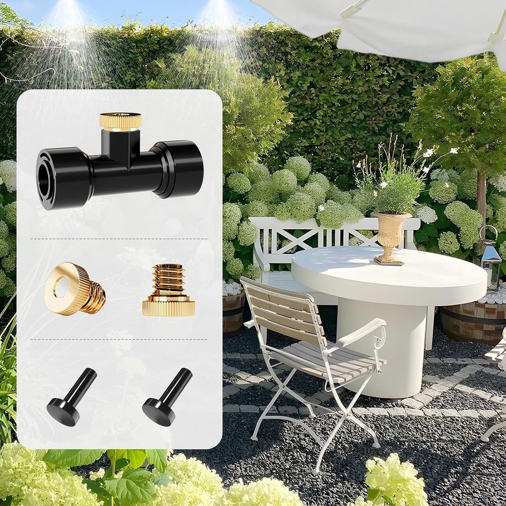 Misting Nozzles Kit Include 24 Pcs Misting nozzle 20 Pcs Misting 4 Pcs Plug nozzle tees for Outdoor Spray Cooling System (48 Pieces)