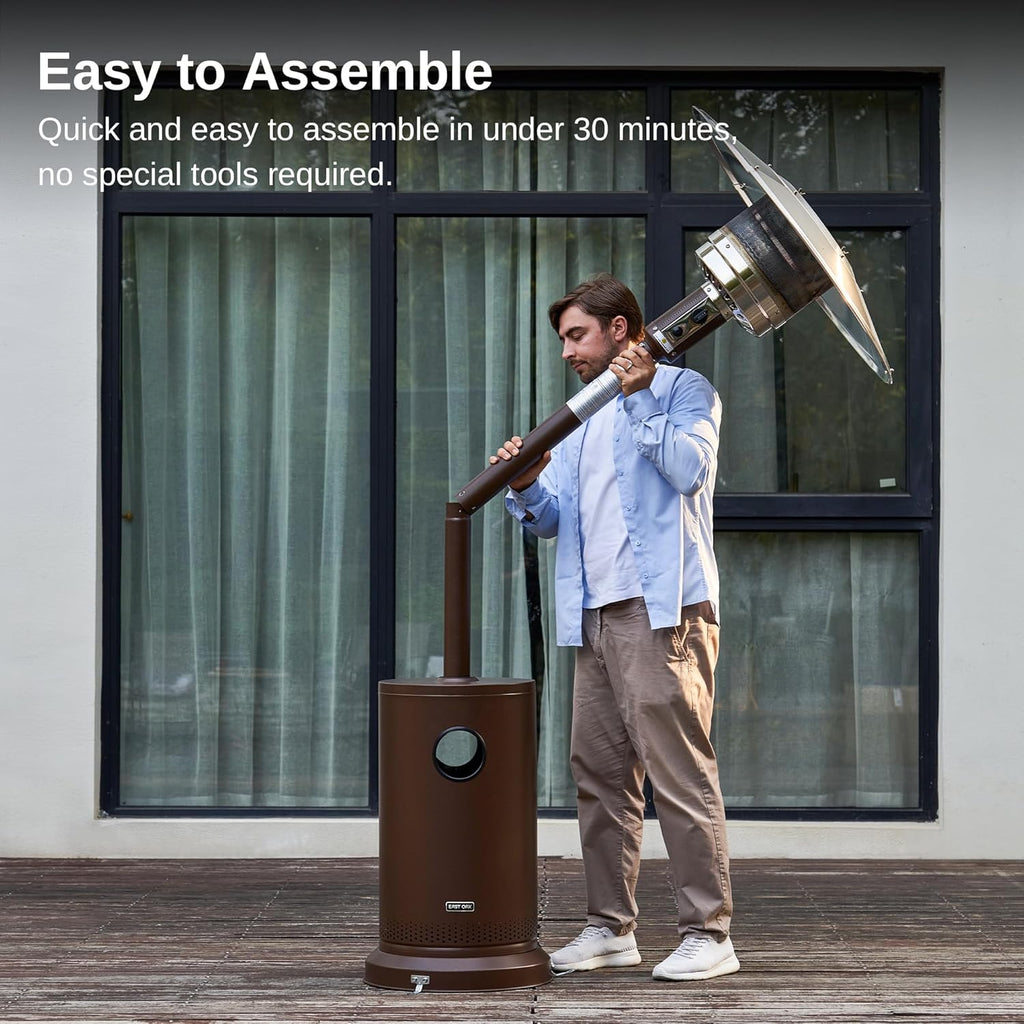 EAST OAK 50,000 BTU Patio Heater for Outdoor Use With Round Table Design, Double-Layer Stainless Steel Burner and Wheels, Outdoor Patio Heater for Home and Commercial, Bronze, 31.9" x 31.9" x 86.6"