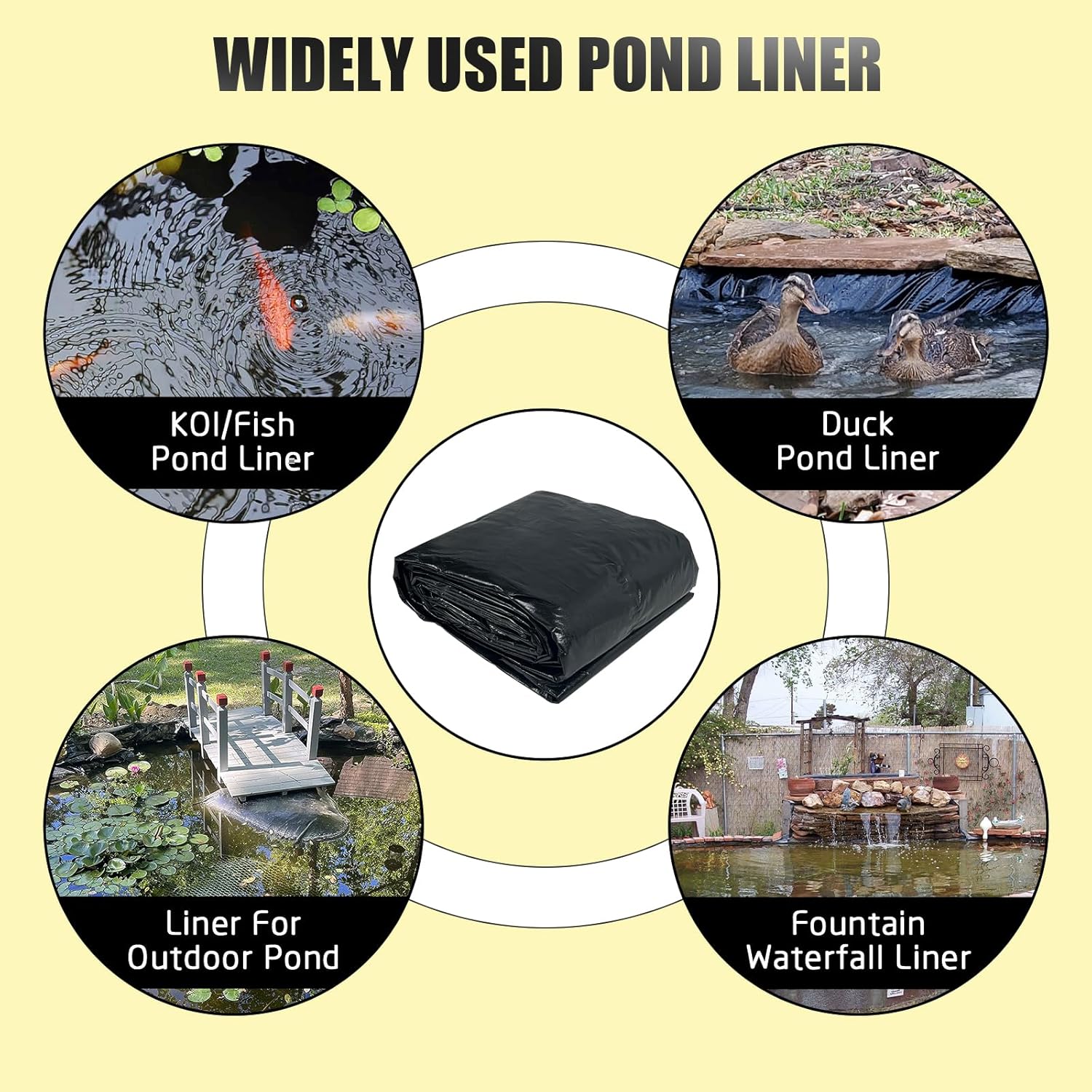 yeezoo 30X30FT Reinforced Large PE Pond Liner, KOI Pond Liners for Outdoor Ponds, Enhanced 5-Layer Structure Pond Liner for Fish, Duck, Garden Raised Bed and Waterscape Pond(0.82oz/sq ft Thickness)