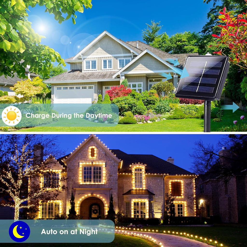 Extra-Long 144FT Solar String Lights for Outside, 2 Pack 400LED Solar Fairy Lights Outdoor, Waterproof Copper Wire with 8 Modes Twinkle Lights for Tree Garden Party Xmas Wedding Decor (Warm White)