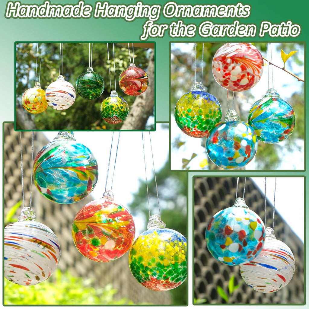 Christmas & Halloween Glass Ball Ornaments (Set of 12), 2.4" Crystal Hand Blown Decor, 2025 Holiday Hanging Baubles Witch Balls for Xmas Tree, Wreath, Garland, Home Decor