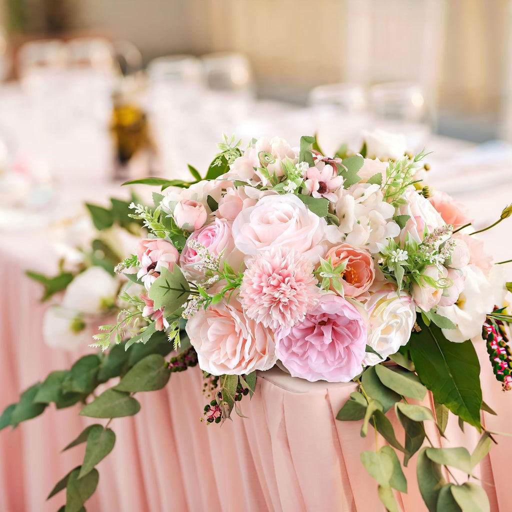 AGIRL Rose Artificial Flowers Combo Fake Flowers Pink Roses Silk Flowers with Stems for DIY Bridal Wedding Bouquets Centerpieces Arrangements Table Party Baby Shower Home Decor
