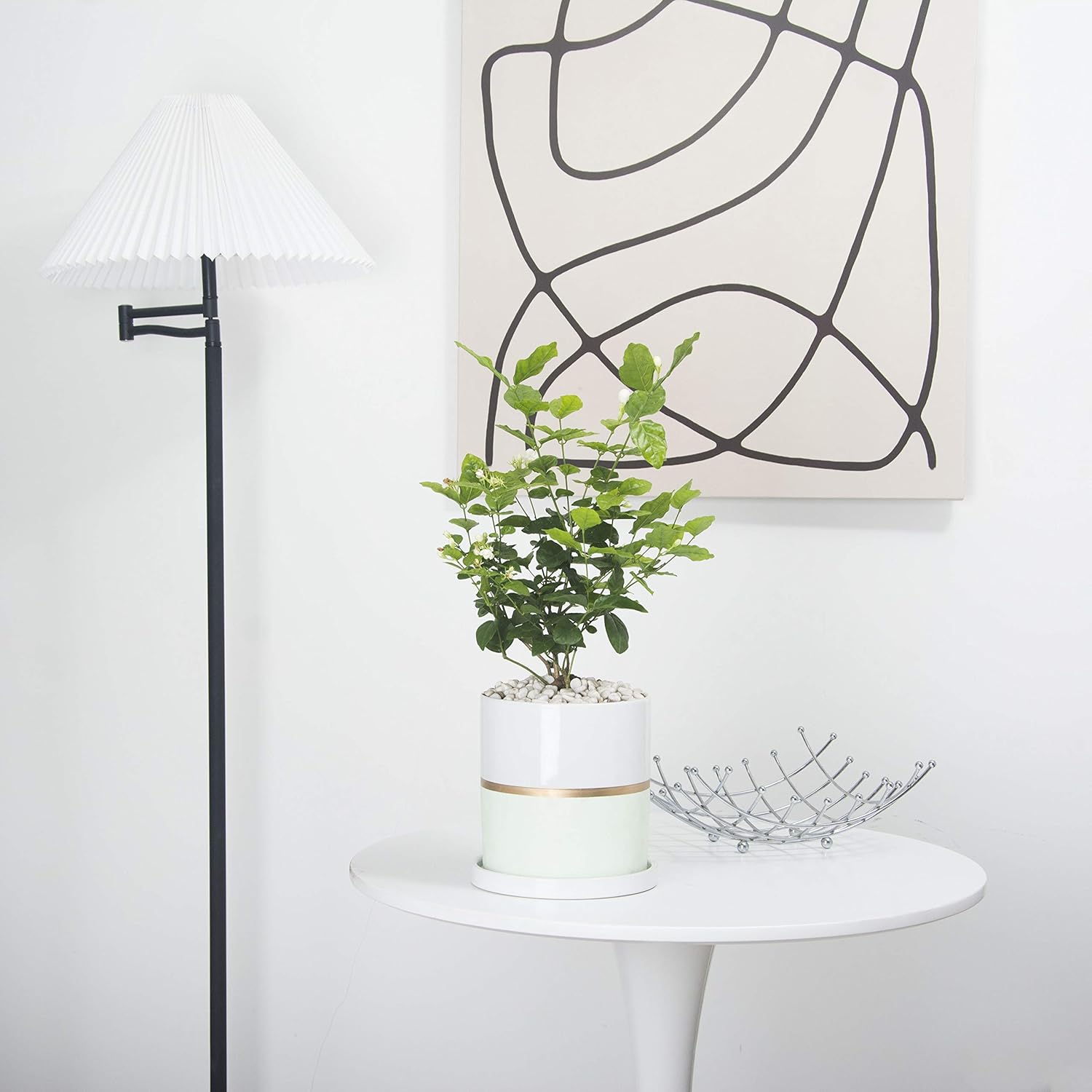 Ekirlin 5 inch Plant Pot - Ceramic Flower Planters Indoor - Modern Succulents Containers with Drain Hole Saucer, Decorate Home, Office & Outdoor (Green)