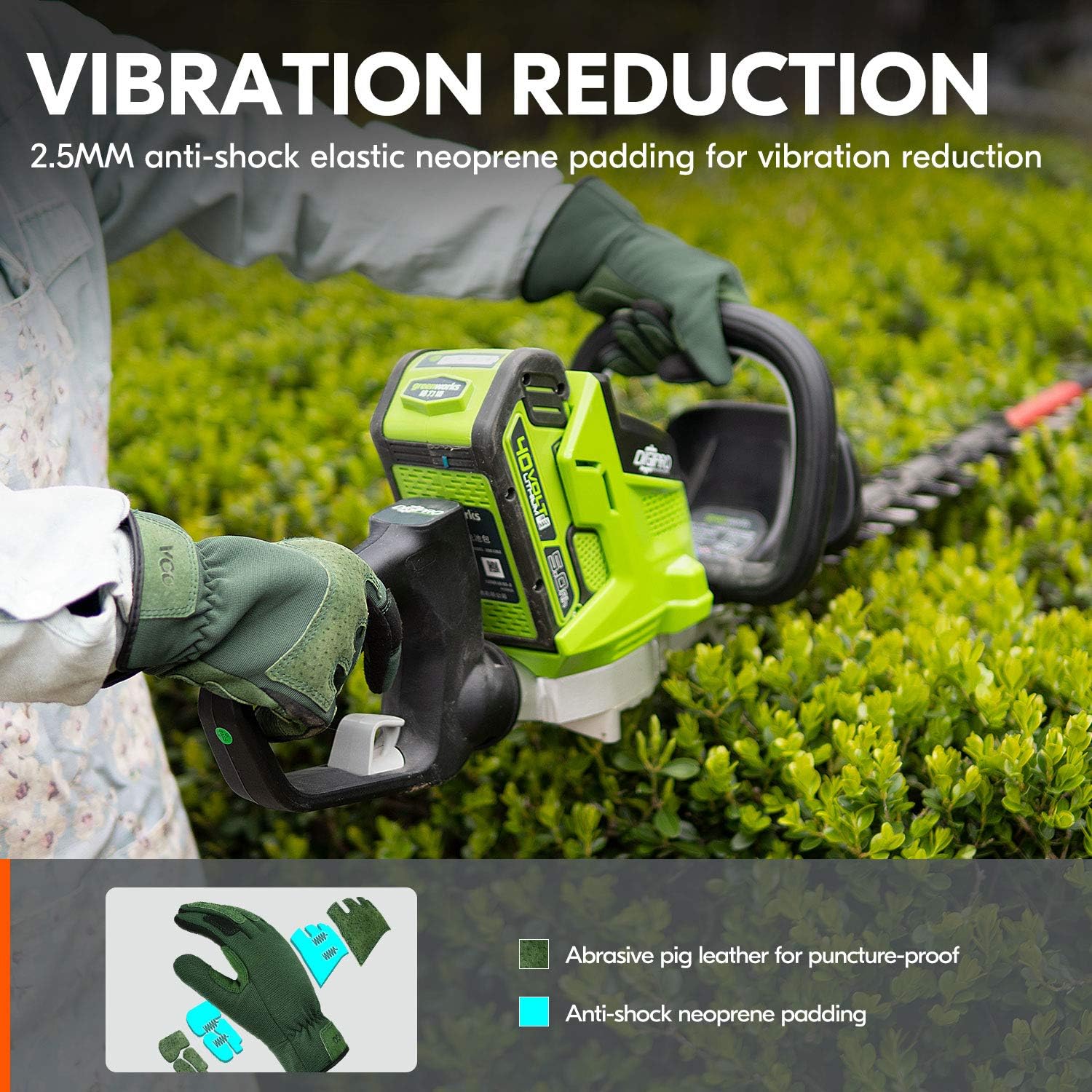 Vgo... 1-Pair Ladies' Synthetic Leather Gardening Gloves, Puncture-proof, Thornproof, Durability & Anti-shock Work Gloves, Touchscreen (Size S, Green, SL7471)