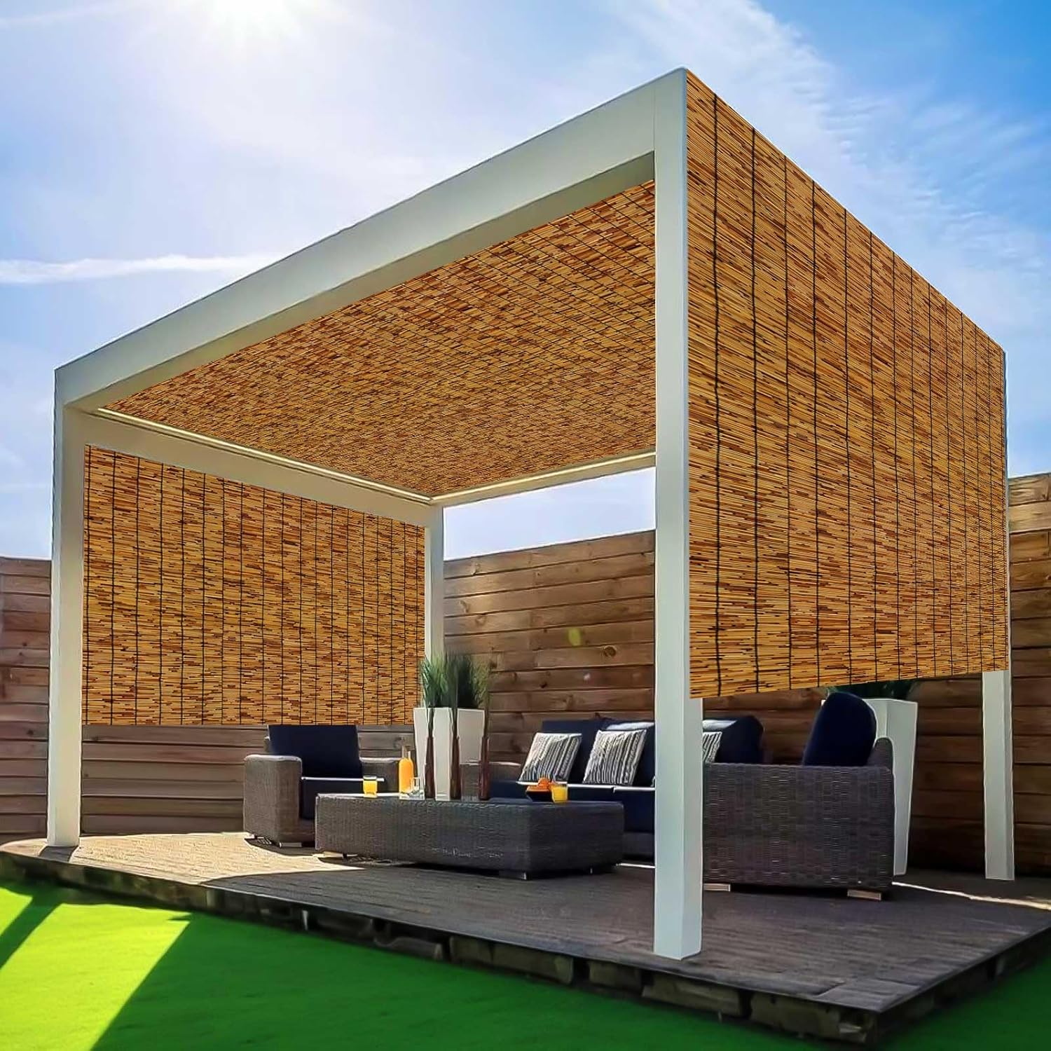 Bamboo Fencing–Handwoven,Bamboo Wall Panel Outdoor Privacy Reed Screening for Garden,Balcony,Backyard,Patio,2ftx10ft