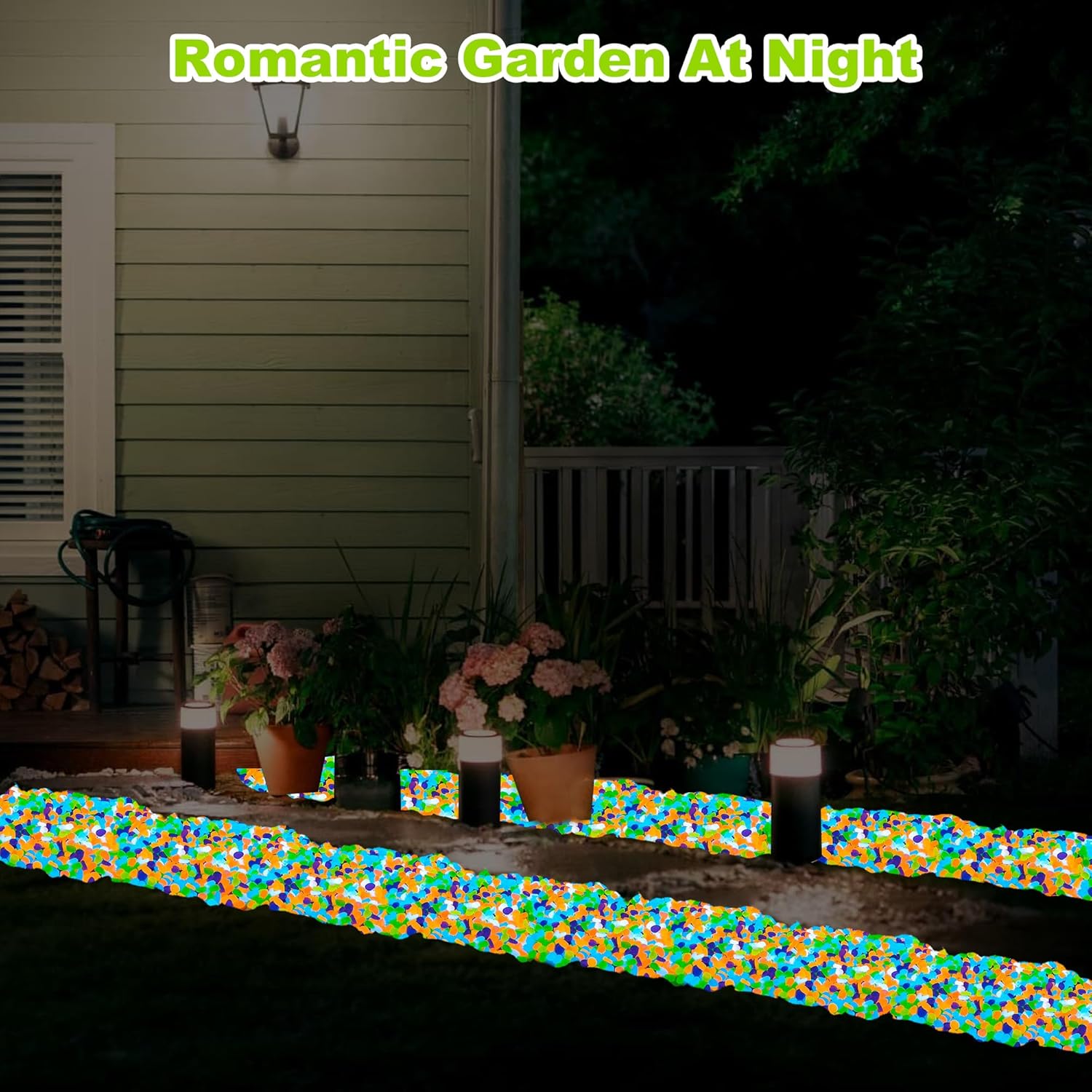 1000pc Glow in The Dark Stones Glow Pebbles for Outdoor Garden Luminous Pebbles Fish Tank Rocks Glow Stones Glowing Rocks Outdoor Luminous Stone for Patio Aquarium Walkway Driveway,Color