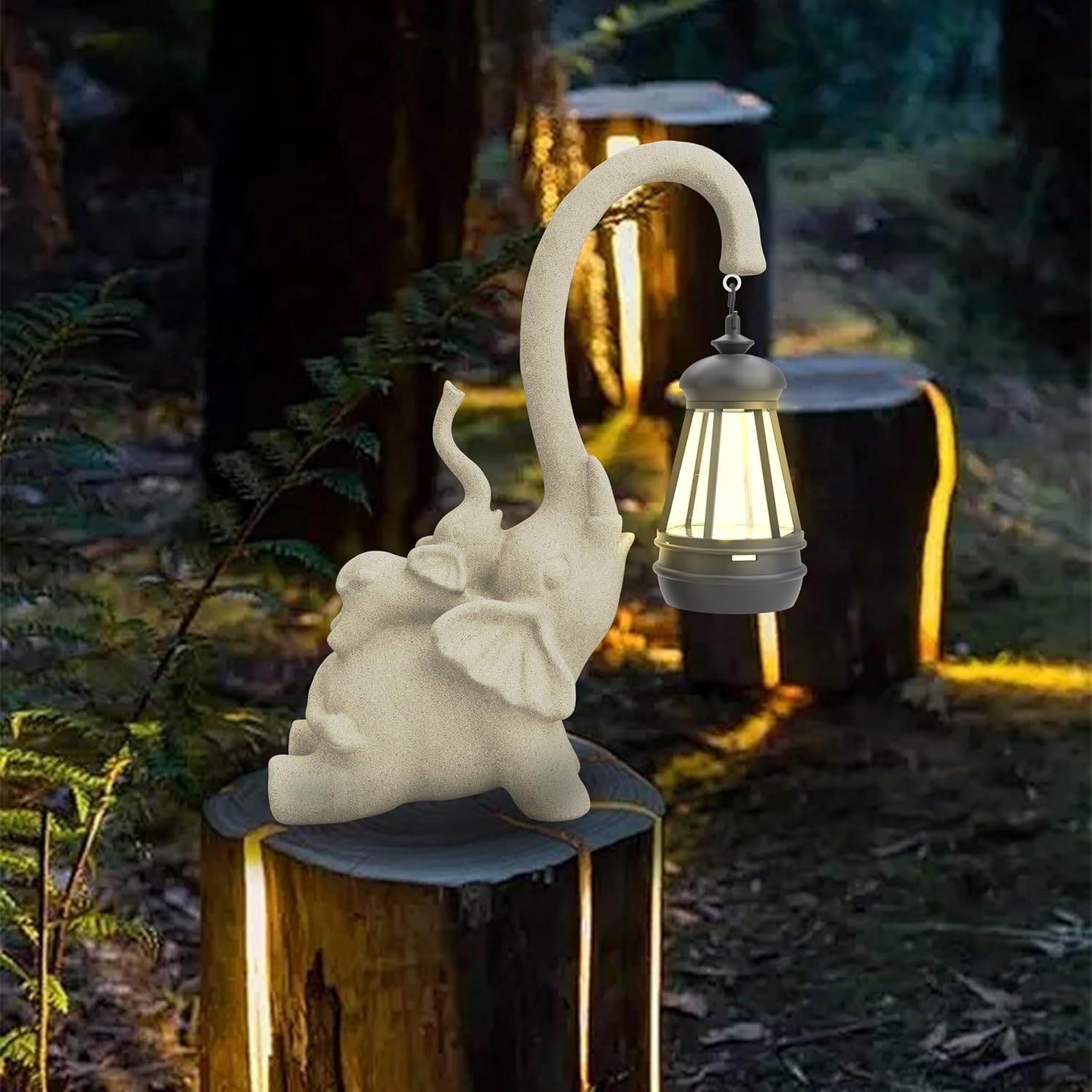 Solar Garden Statue 10 Inch Elephant Decor for Outside Yard Decoration Outdoor Unique Housewarming Gardening Birthday Gifts for Women Grandma