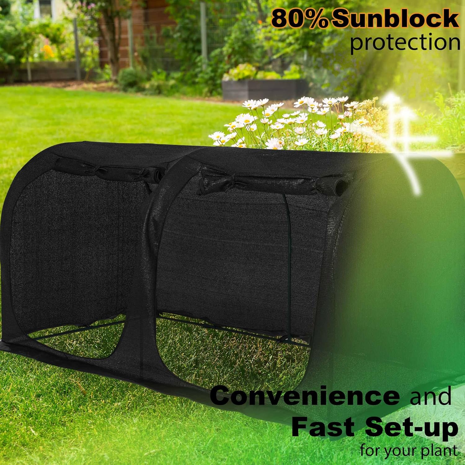 Large Tunnel 8.2'x4' Sunshade Cloth Gardening Net,Easy Set up 4FT Tall Crops Shade Cover, UV Resistant Plant 80% Sunblock Net for Vegetables,Fruits and Mini Flower Pot with Stakes and Carry