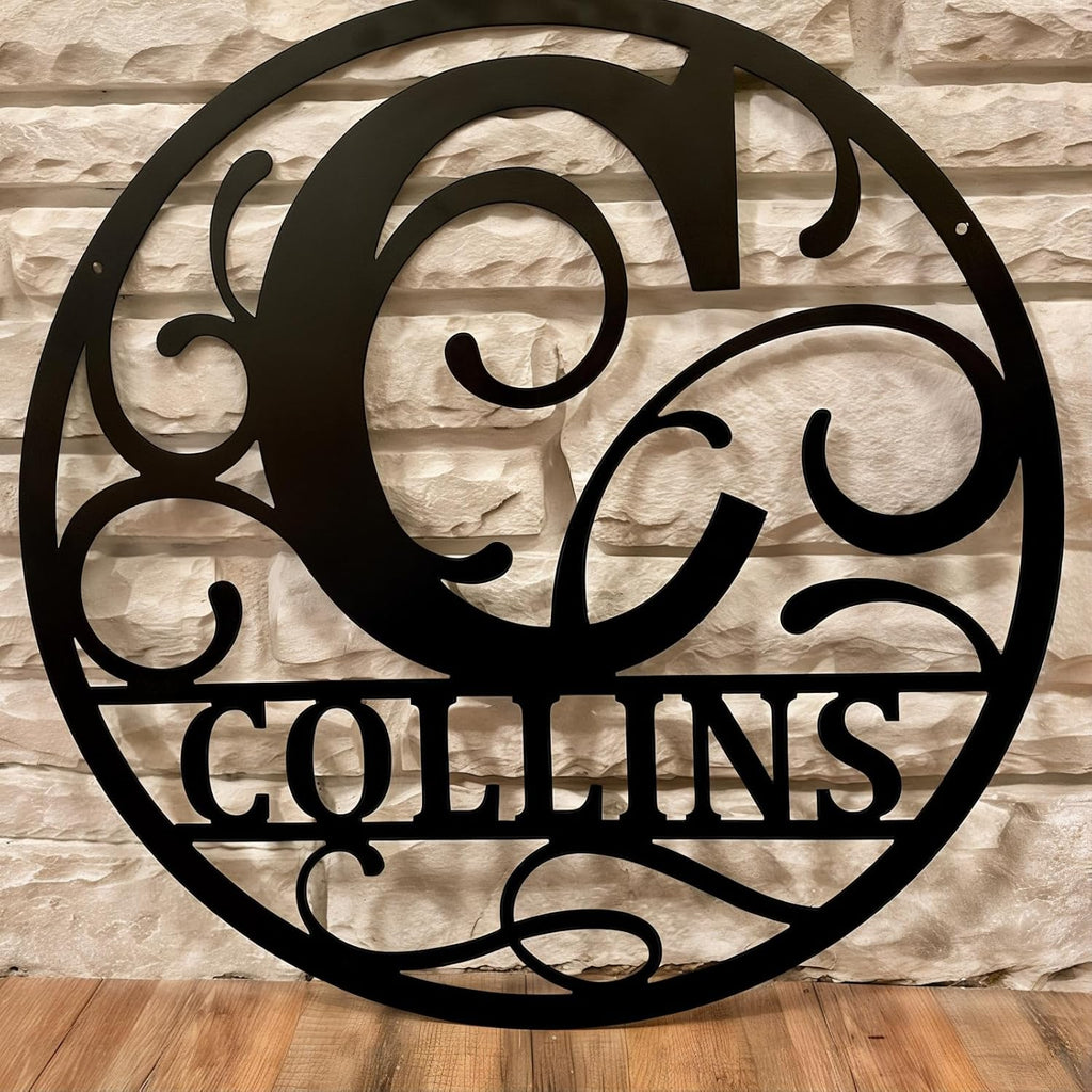 Personalized Metal Name Signs, Split Letter Monogram Wall Decor, Custom Last Name Sign, Family Name Sign for Outdoor, Personalized Wedding Gift, Garden Decor, Metal Wall Art, Housewarming Gift (MonogramDesign_11)