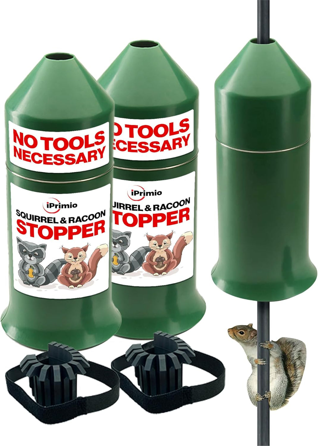 iPrimio 18" Squirrel Baffle – Easy Install Wrap Around Design: Durable Weather-Resistant Bird Feeder Baffle for Poles, Protects Hanging Feeders, No-Tool Setup, 2 Pack