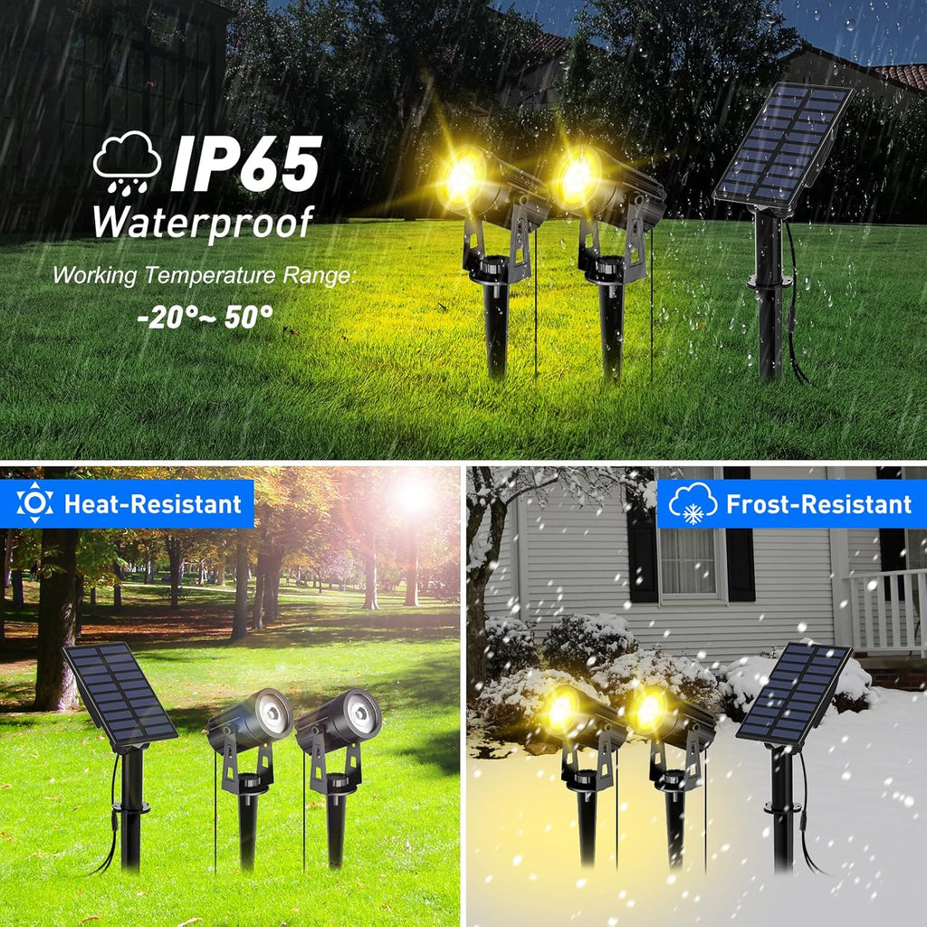 T-SUN Solar Spotlights Outdoor Waterproof, 2-in-1 Solar Landscape Spotlights LED Garden Spot Lights for Yard Tree Garden Pond Pool Area (Warm White)