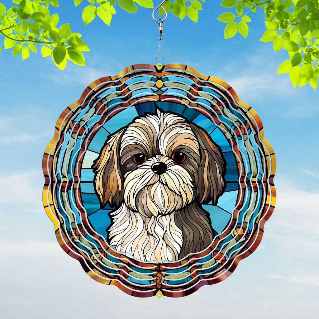 Shih Tzu Yard and Garden Wind Spinner, Unique 3D Hanging Shih Tzu Wind Spinner