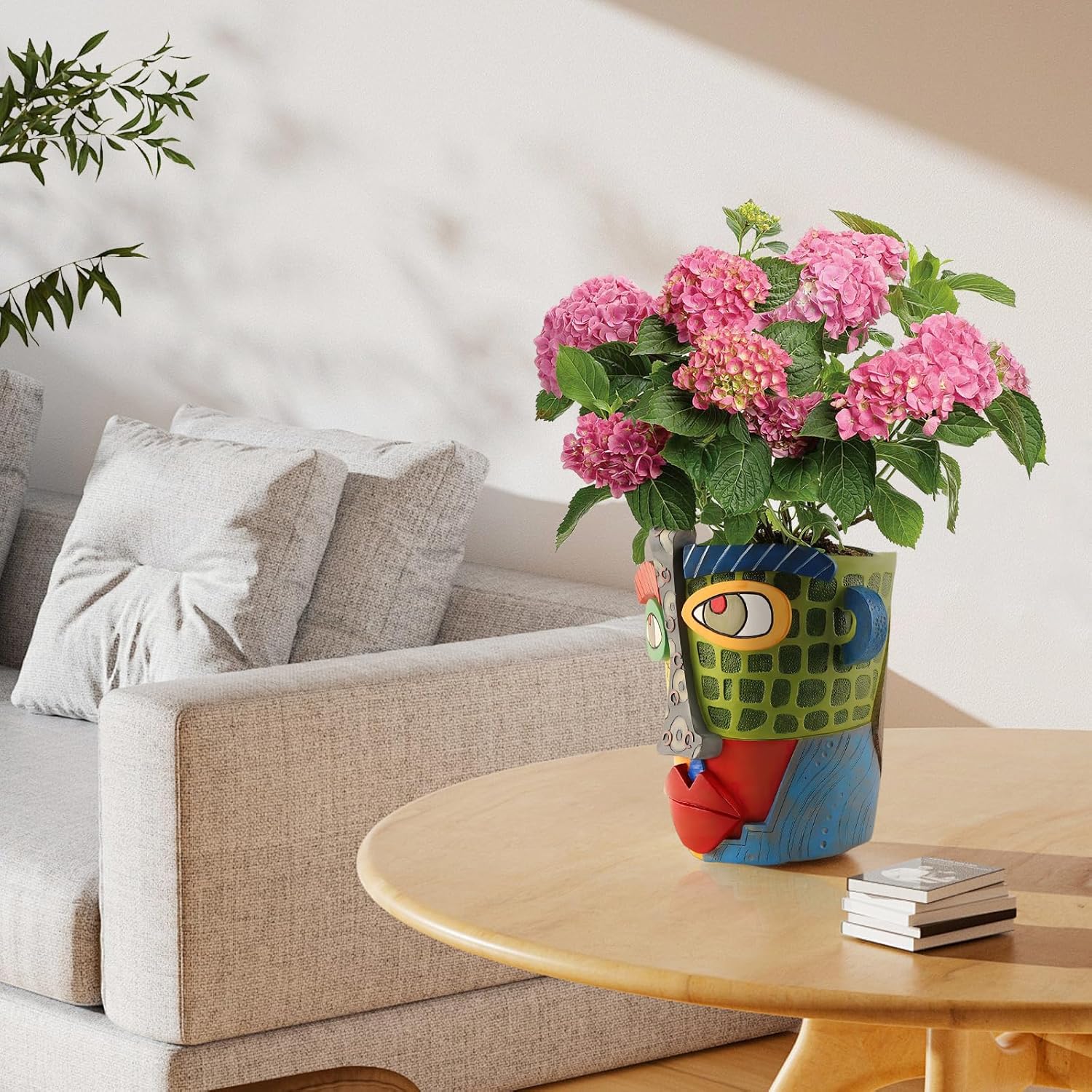 Brutalist Abstract Face Planters Pots Head, Unique Abstract Flower Pot, Funny Planters Decoration Flower Resin Face Flower Pot for Indoor and Outdoor Plants Colorful Funny Room Decor (Modern)