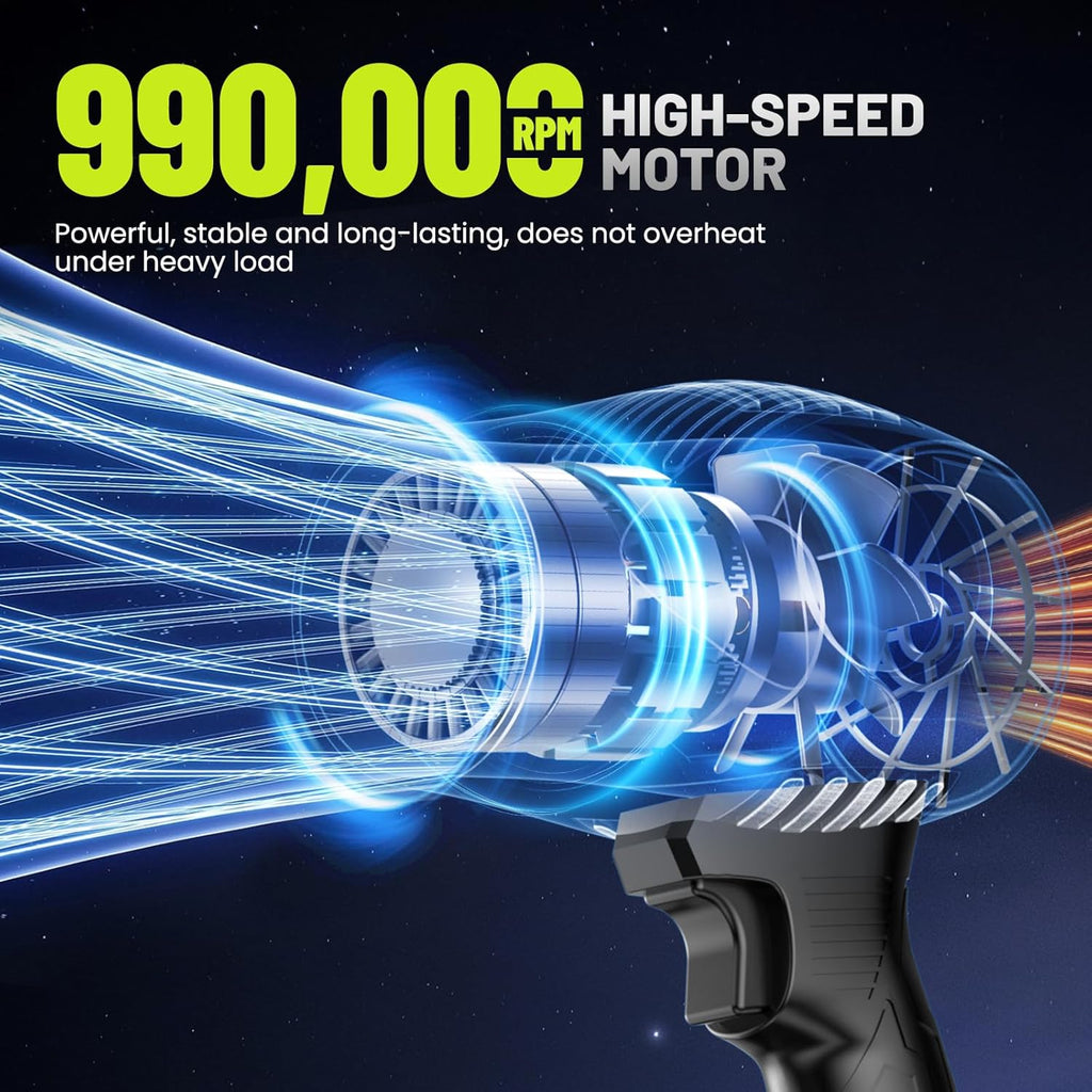 Cordless Leaf Blower 990,000 RPM - 21V Electric Leaf Blower with 4.0Ah Battery & Charger - Ultra Lightweight Handheld Blower for Patio, Garden, Driveway